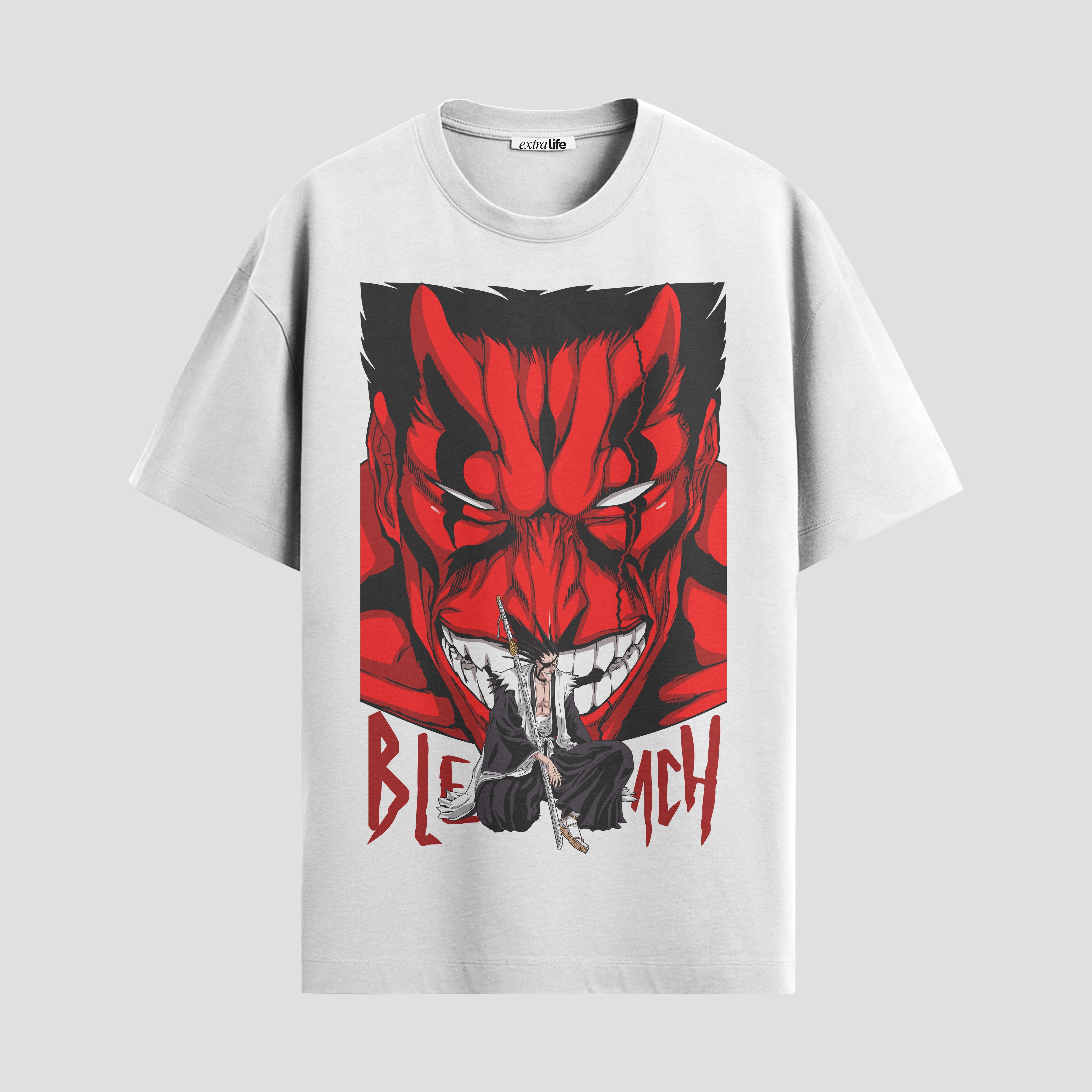 Playera urbana de anime y gaming ExtraLife MX, corte Standard Fit unisex ligero y transpirable en color Deep Black y Pure White, ropa de uso diario para gym y casual.