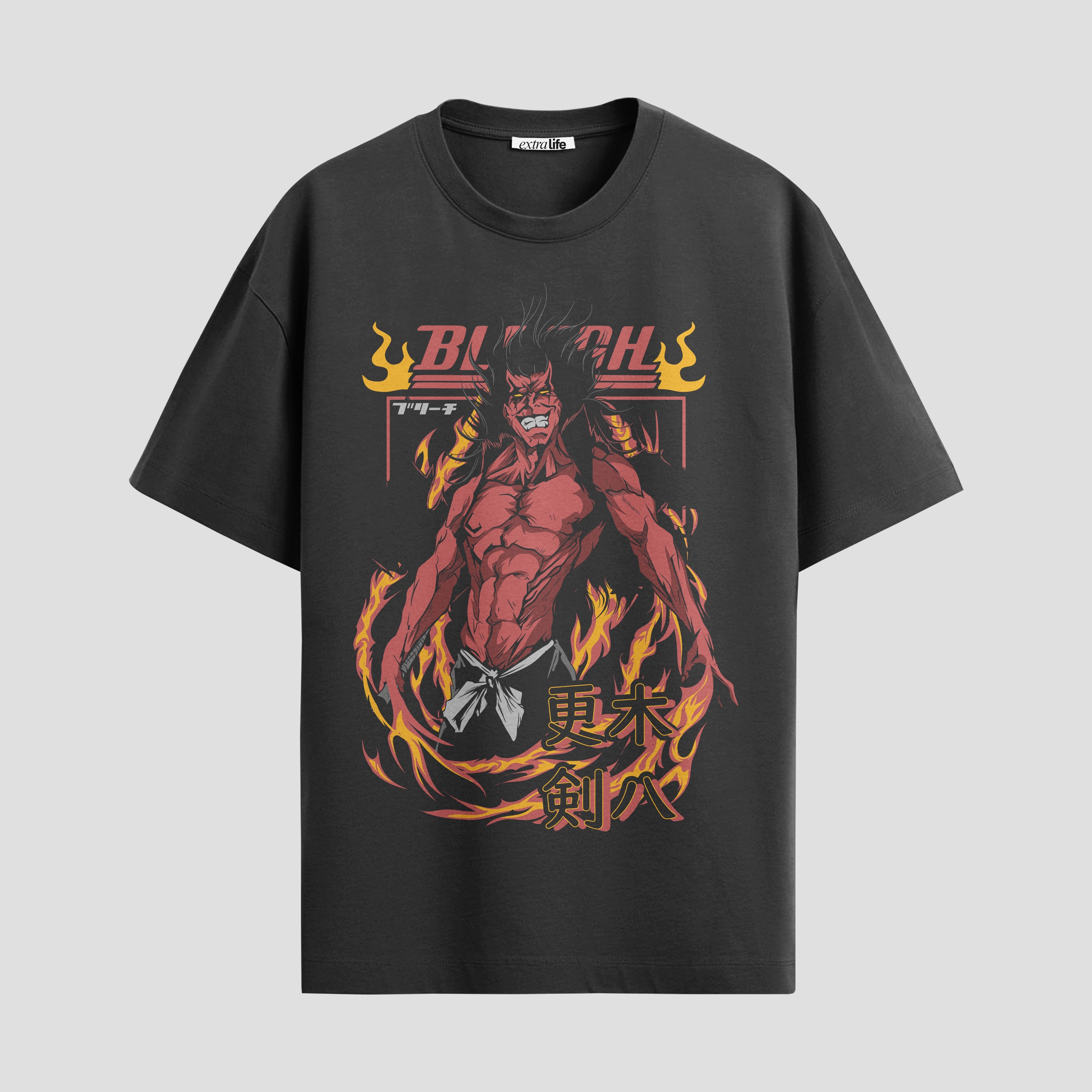 Playera urbana de anime y gaming ExtraLife MX, corte Standard Fit unisex ligero y transpirable en color Deep Black y Pure White, ropa de uso diario para gym y casual.