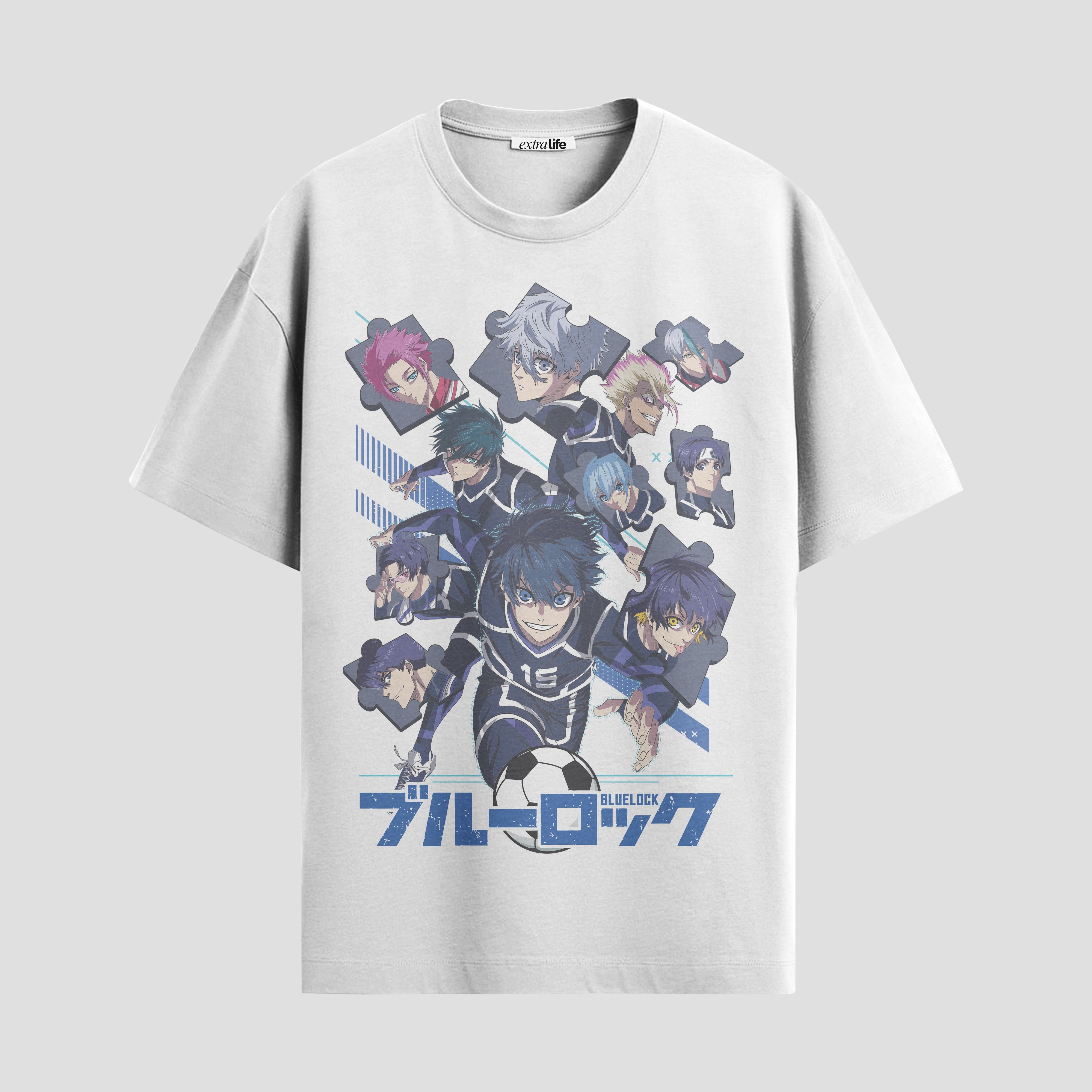 Playera urbana de anime y gaming ExtraLife MX, corte Standard Fit unisex ligero y transpirable en color Deep Black y Pure White, ropa de uso diario para gym y casual.