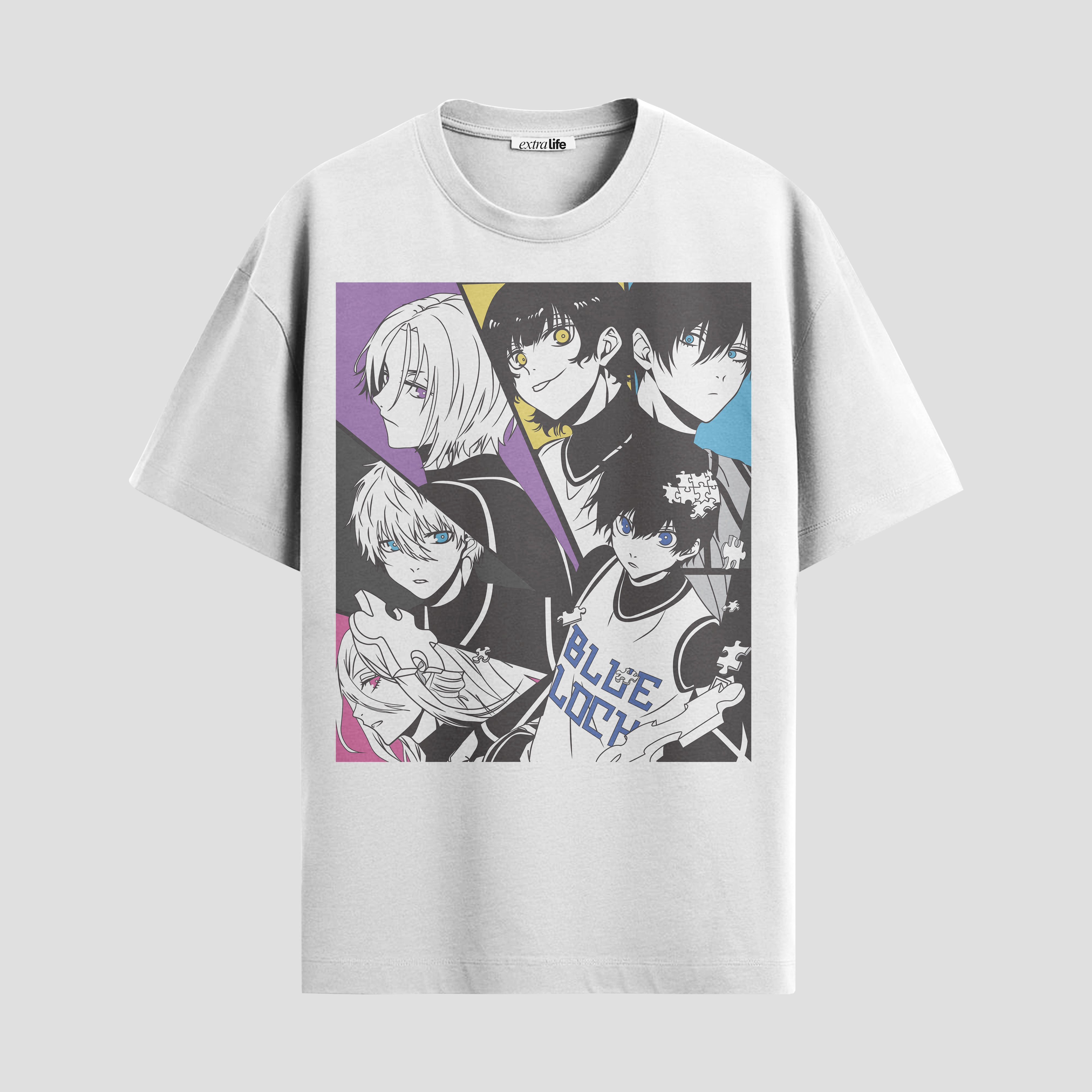 Playera urbana de anime y gaming ExtraLife MX, corte Standard Fit unisex ligero y transpirable en color Deep Black y Pure White, ropa de uso diario para gym y casual.