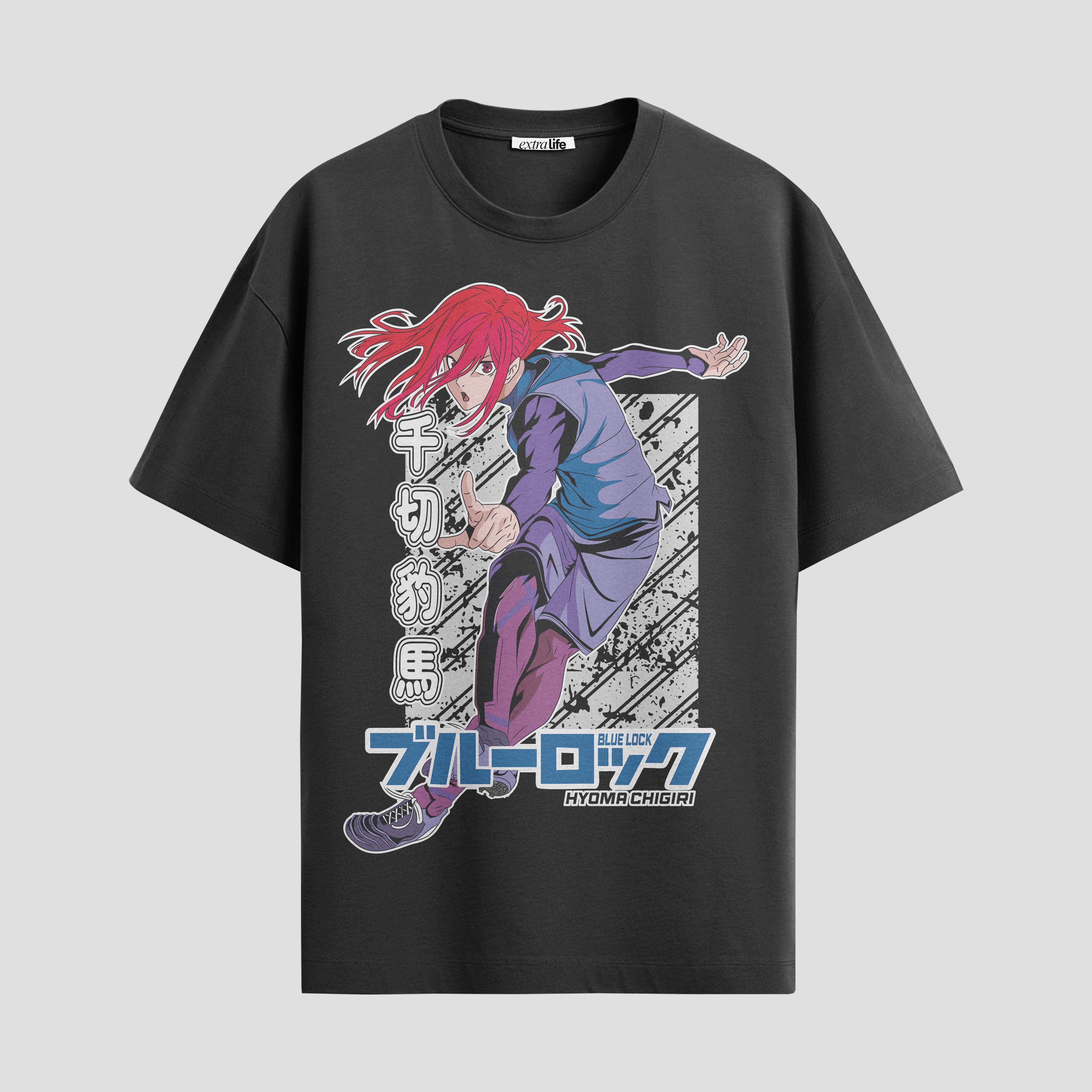 Playera urbana de anime y gaming ExtraLife MX, corte Standard Fit unisex ligero y transpirable en color Deep Black y Pure White, ropa de uso diario para gym y casual.