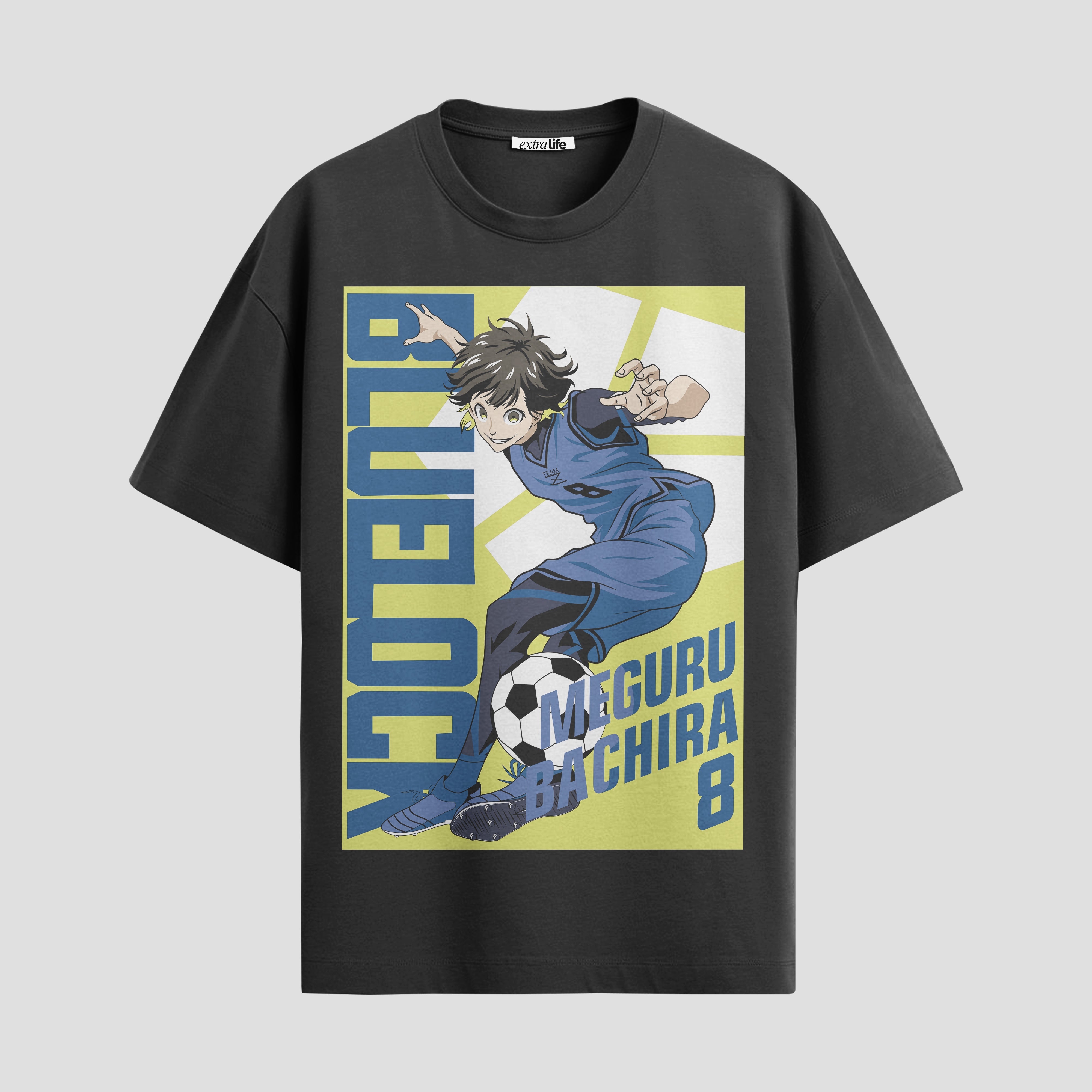 Playera urbana de anime y gaming ExtraLife MX, corte Standard Fit unisex ligero y transpirable en color Deep Black y Pure White, ropa de uso diario para gym y casual.