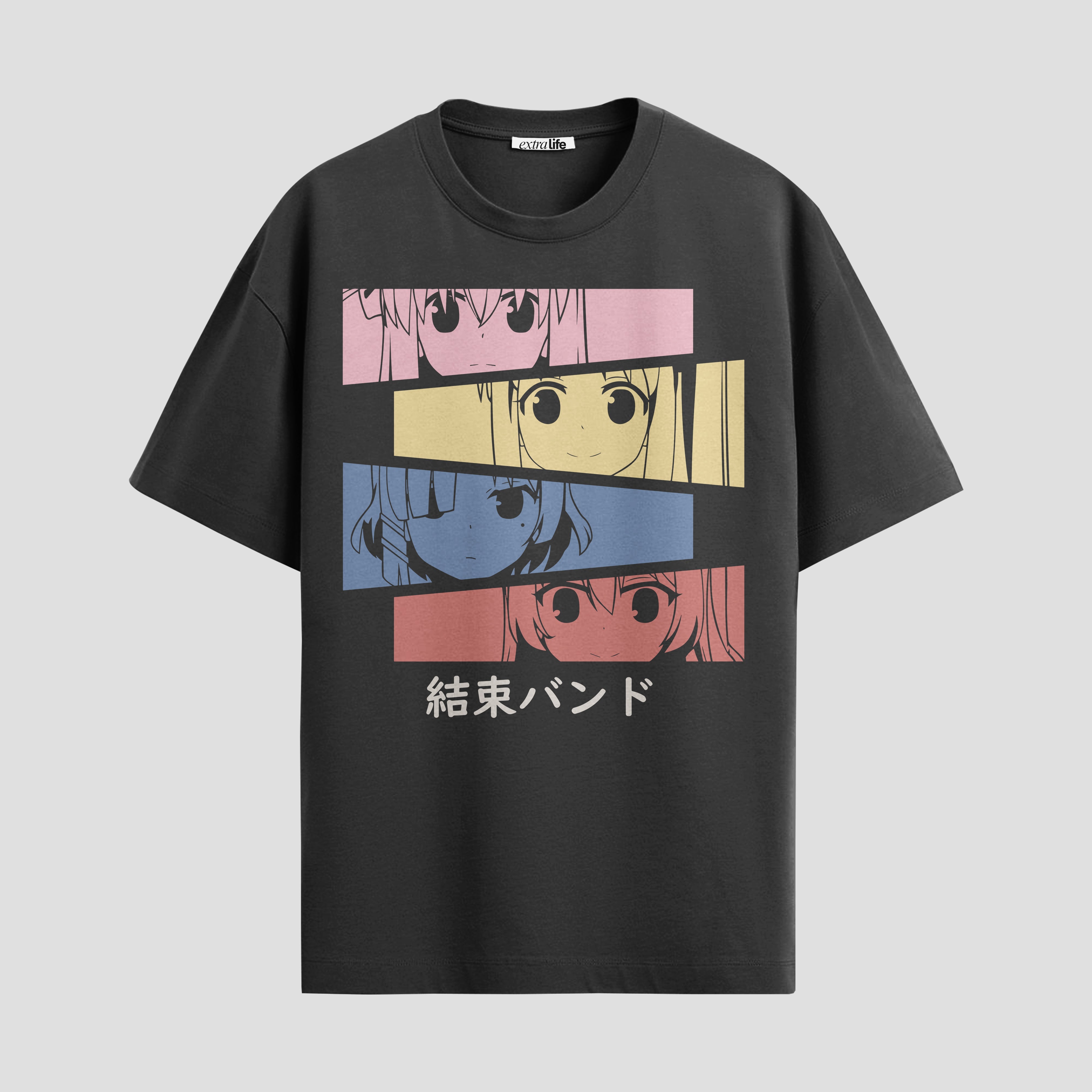 Playera urbana de anime y gaming ExtraLife MX, corte Standard Fit unisex ligero y transpirable en color Deep Black y Pure White, ropa de uso diario para gym y casual.