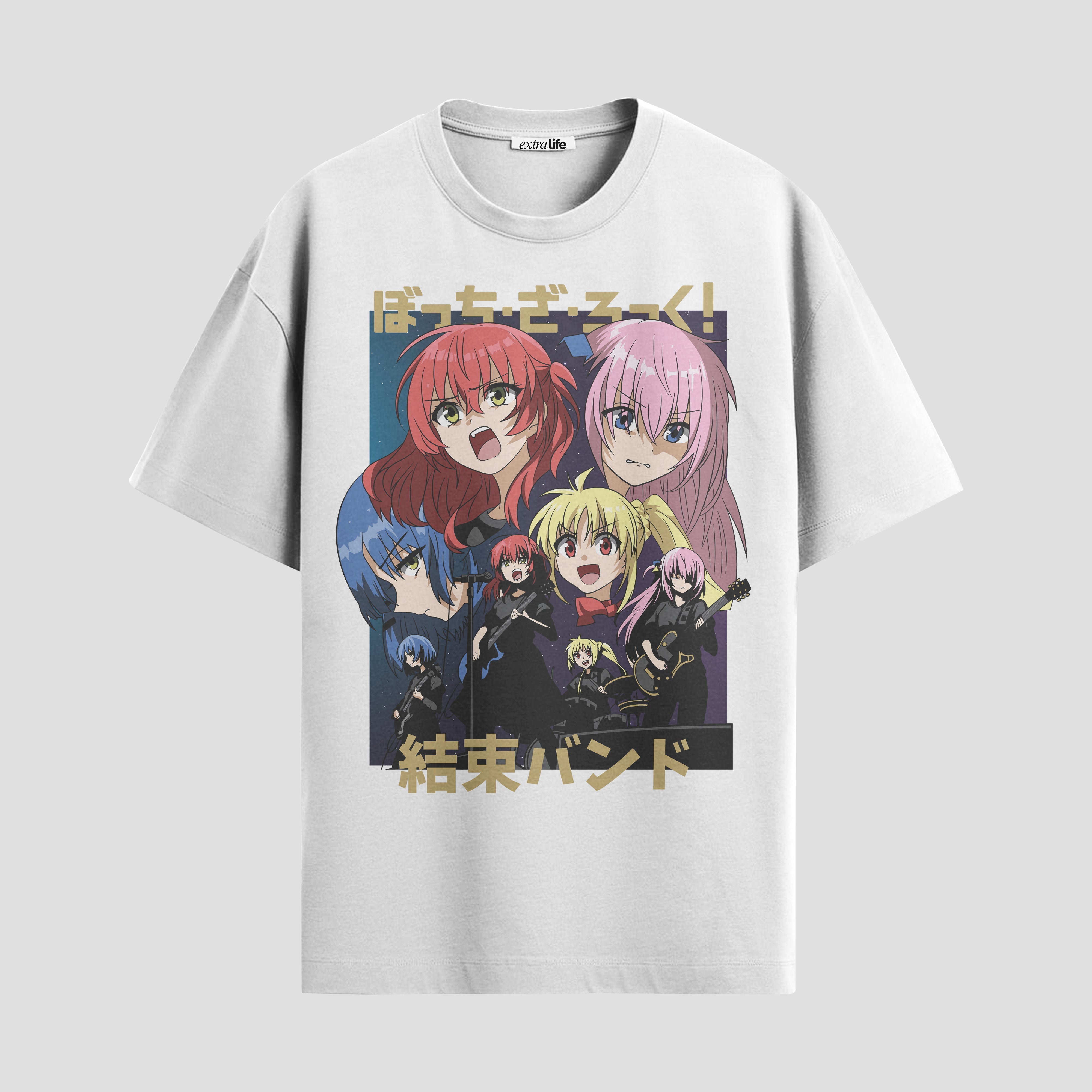 Playera urbana de anime y gaming ExtraLife MX, corte Standard Fit unisex ligero y transpirable en color Deep Black y Pure White, ropa de uso diario para gym y casual.