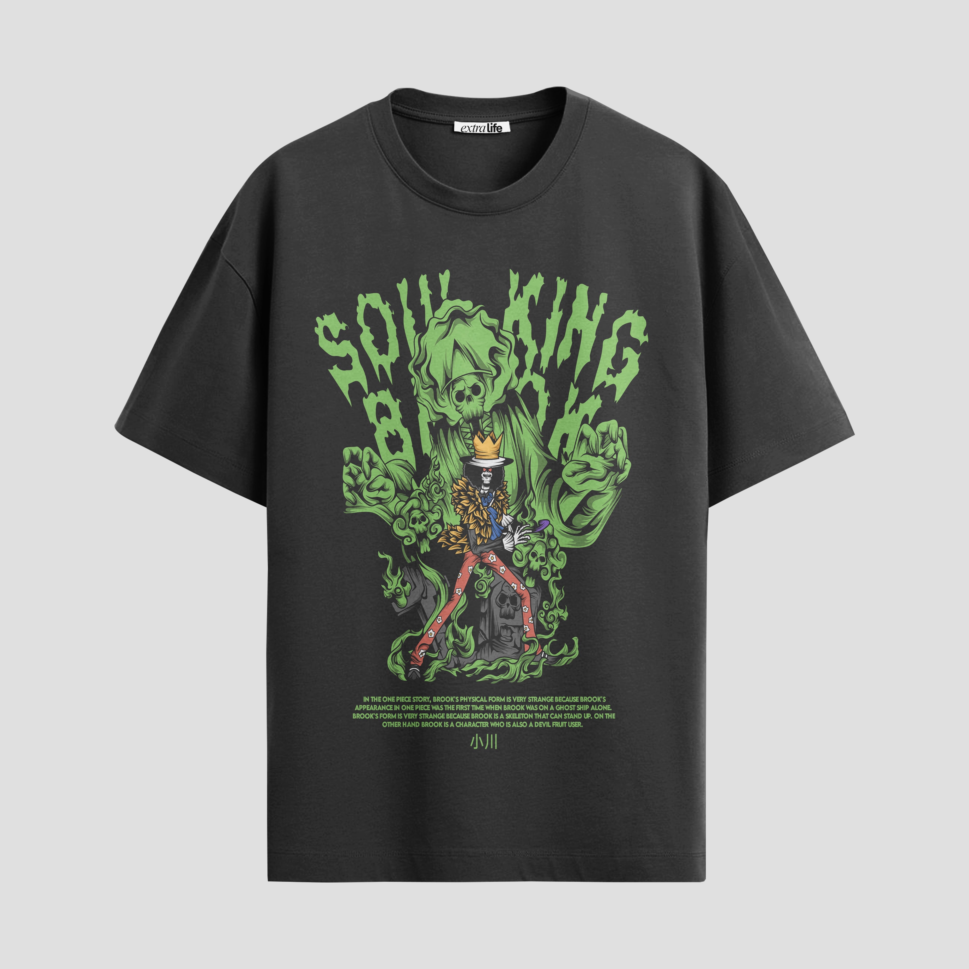 Playera urbana de anime y gaming ExtraLife MX, corte Standard Fit unisex ligero y transpirable en color Deep Black y Pure White, ropa de uso diario para gym y casual.