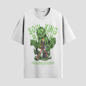 Playera urbana de anime y gaming ExtraLife MX, corte Standard Fit unisex ligero y transpirable en color Deep Black y Pure White, ropa de uso diario para gym y casual.