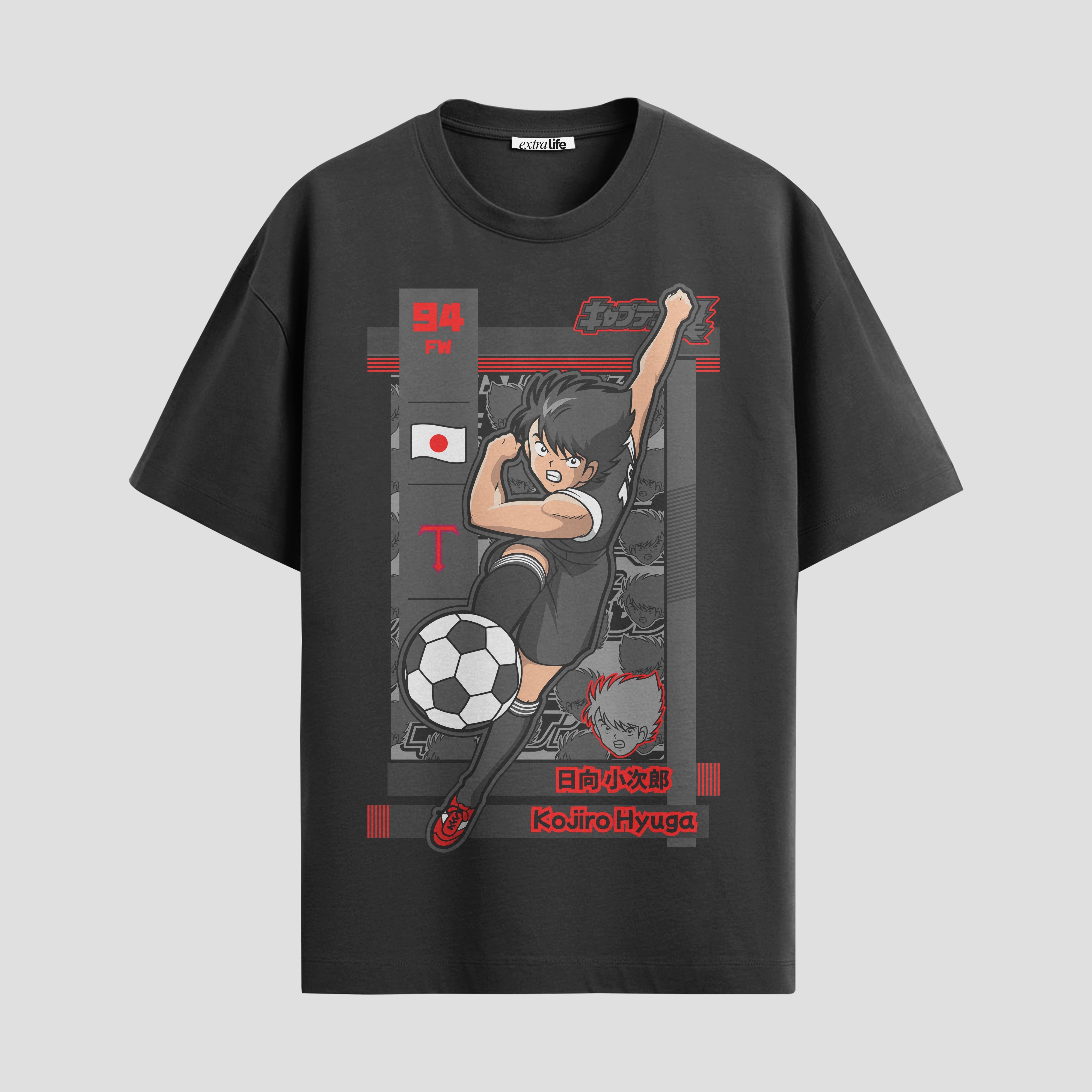 Playera urbana de anime y gaming ExtraLife MX, corte Standard Fit unisex ligero y transpirable en color Deep Black y Pure White, ropa de uso diario para gym y casual.