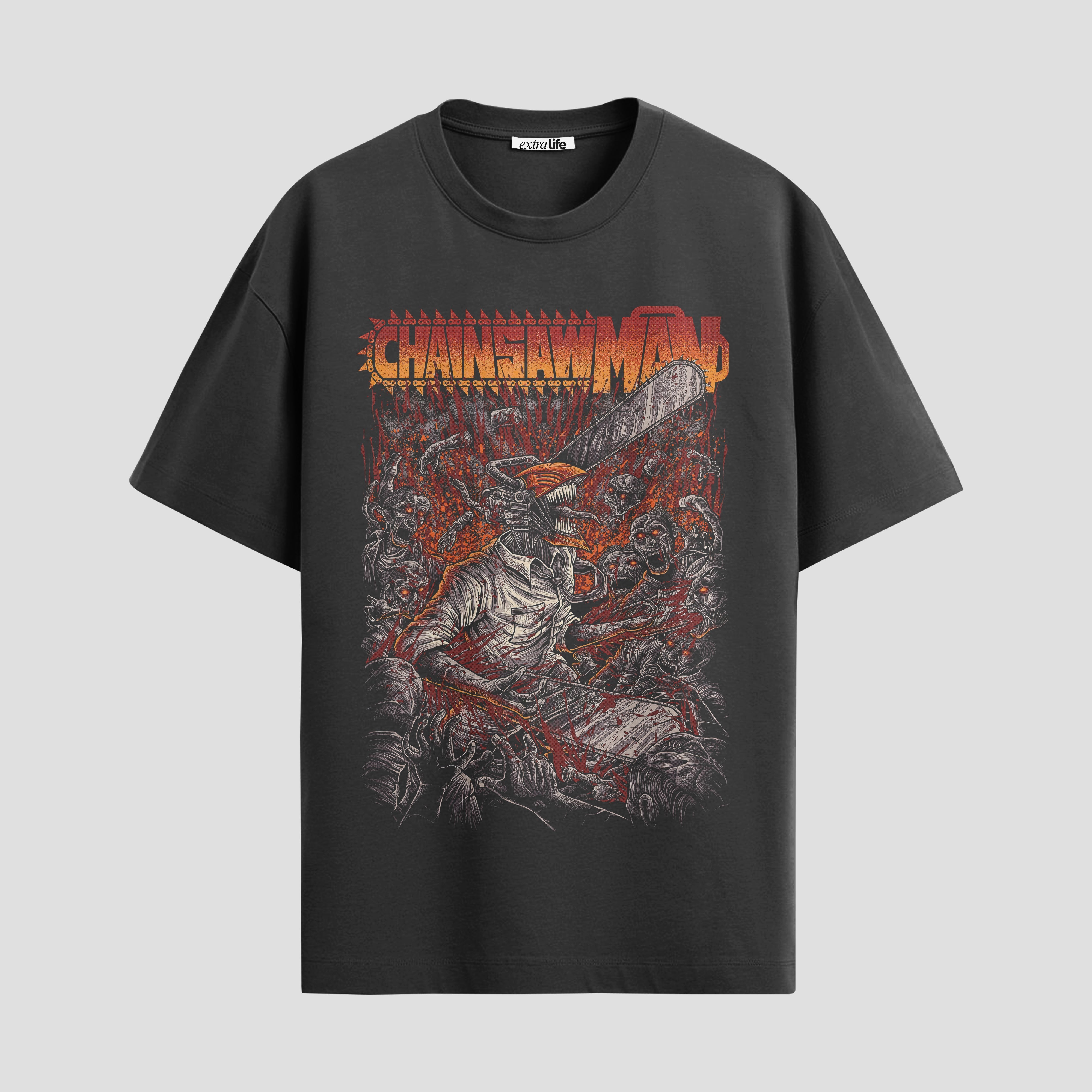 Playera urbana de anime y gaming ExtraLife MX, corte Standard Fit unisex ligero y transpirable en color Deep Black y Pure White, ropa de uso diario para gym y casual.