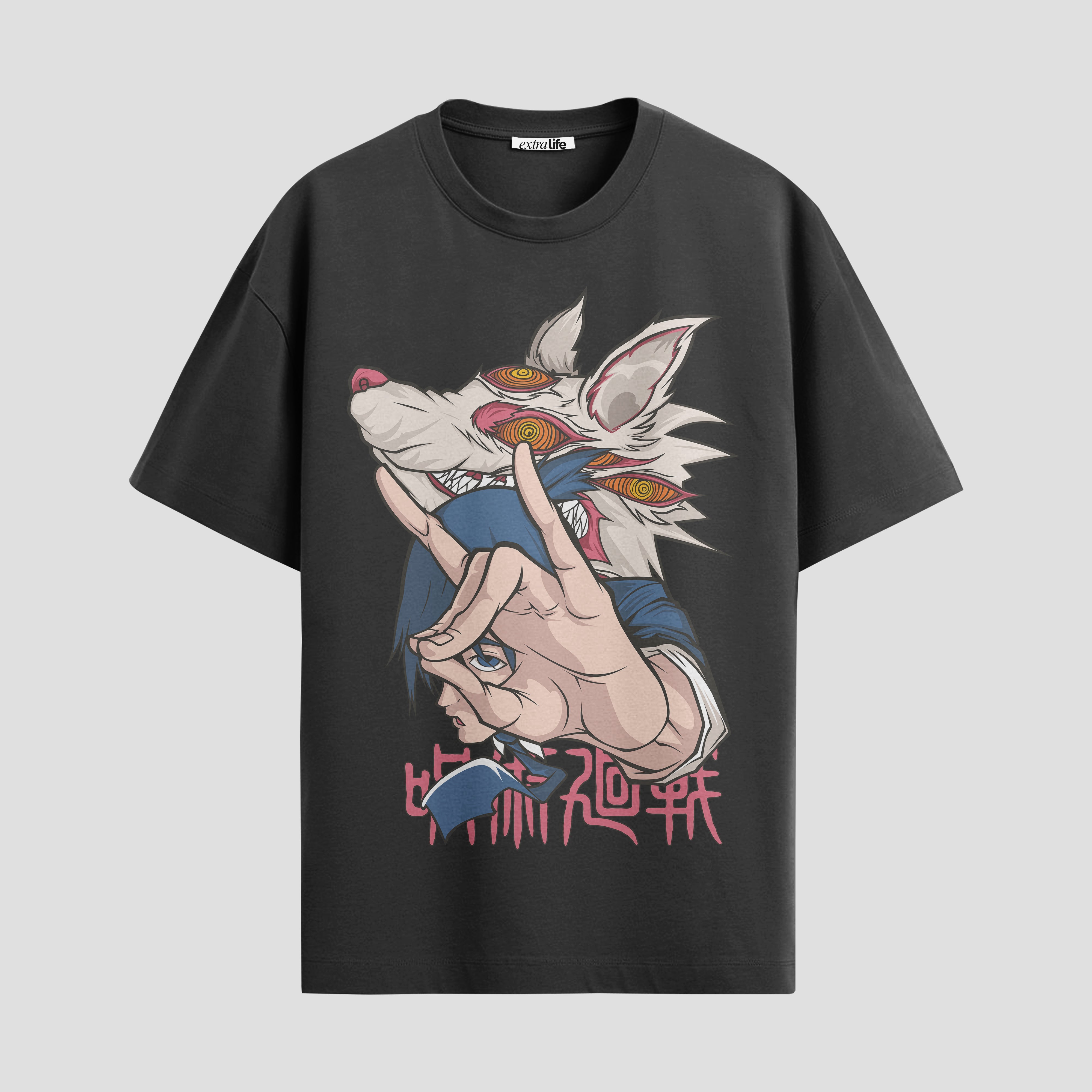 Playera urbana de anime y gaming ExtraLife MX, corte Standard Fit unisex ligero y transpirable en color Deep Black y Pure White, ropa de uso diario para gym y casual.