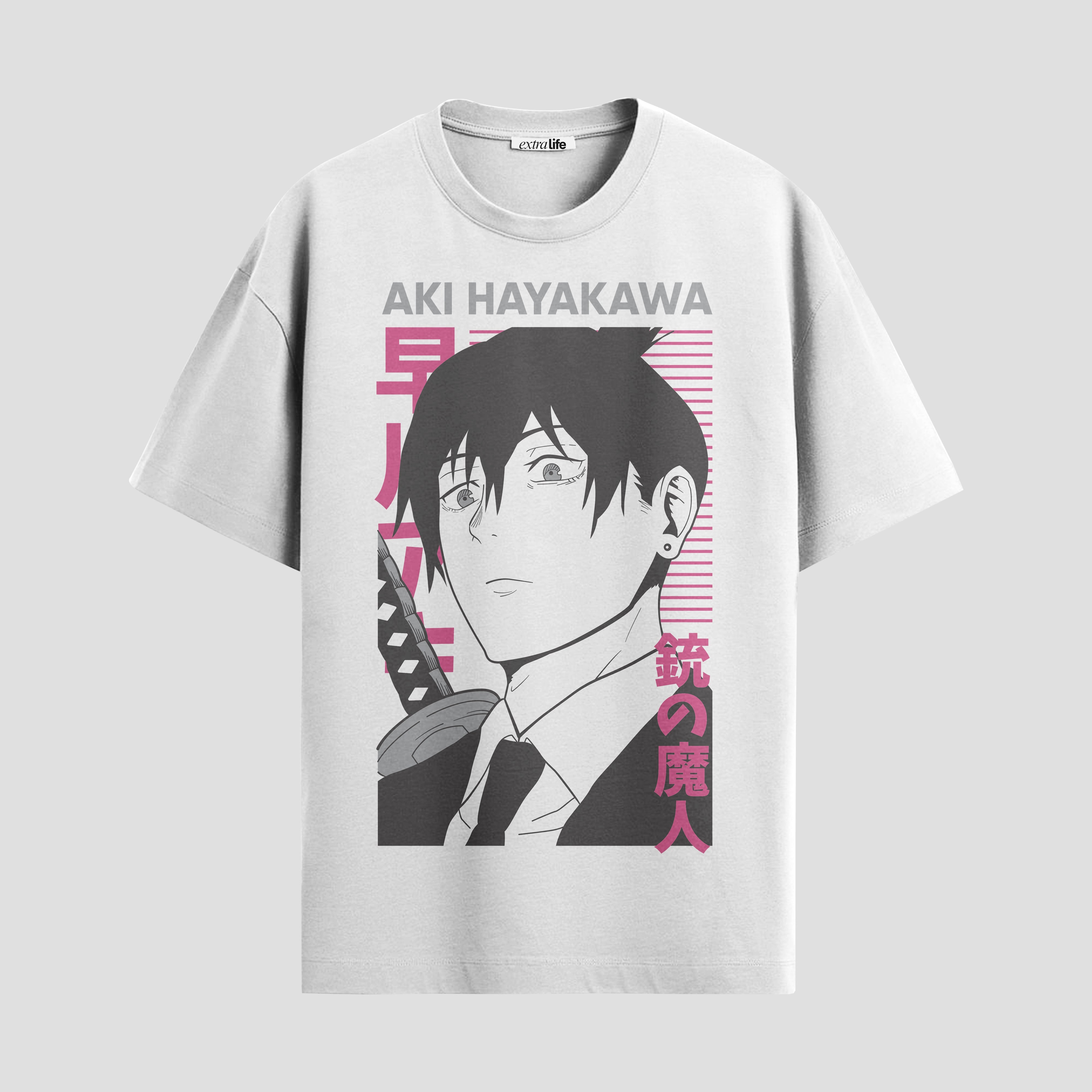 Playera urbana de anime y gaming ExtraLife MX, corte Standard Fit unisex ligero y transpirable en color Deep Black y Pure White, ropa de uso diario para gym y casual.
