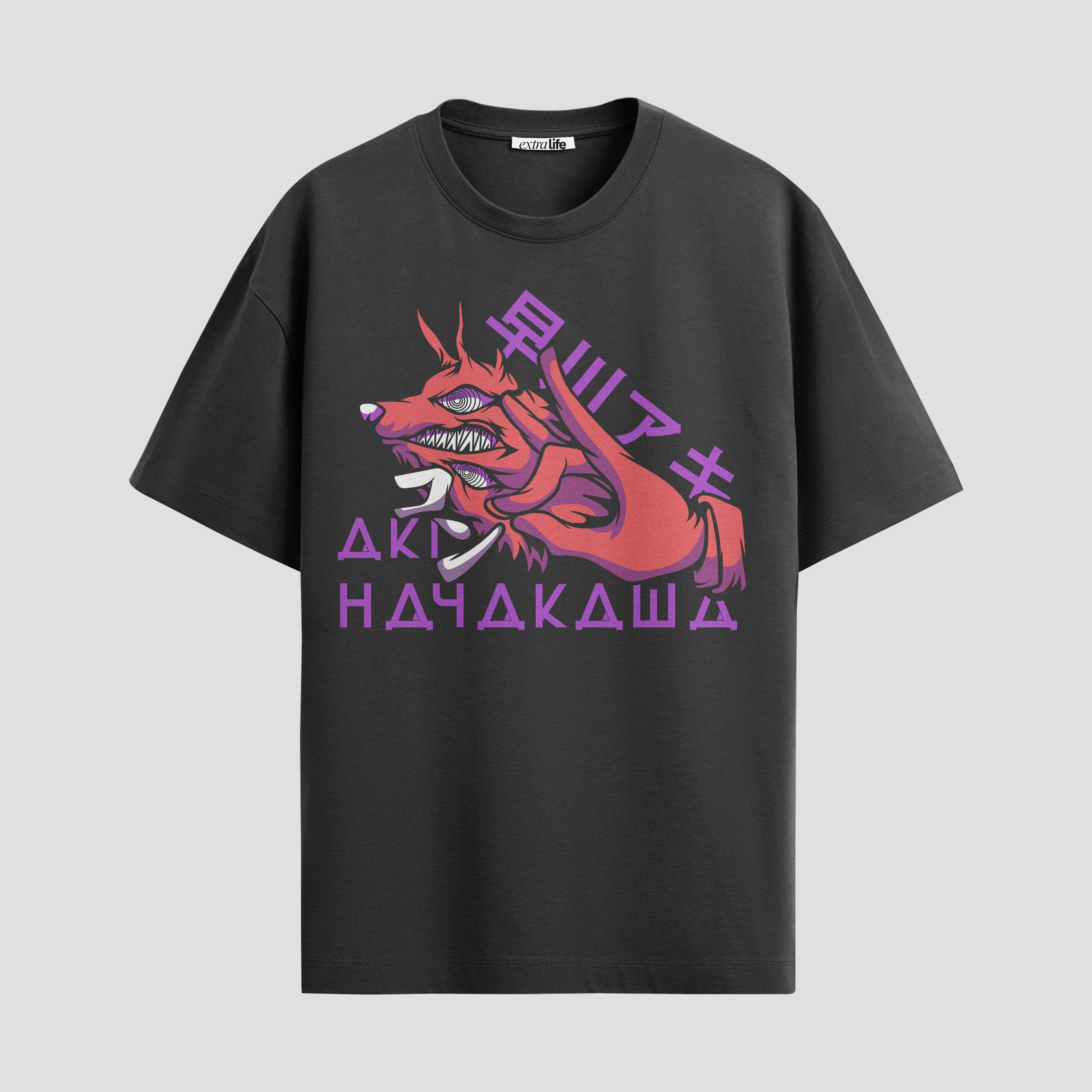 Playera urbana de anime y gaming ExtraLife MX, corte Standard Fit unisex ligero y transpirable en color Deep Black y Pure White, ropa de uso diario para gym y casual.
