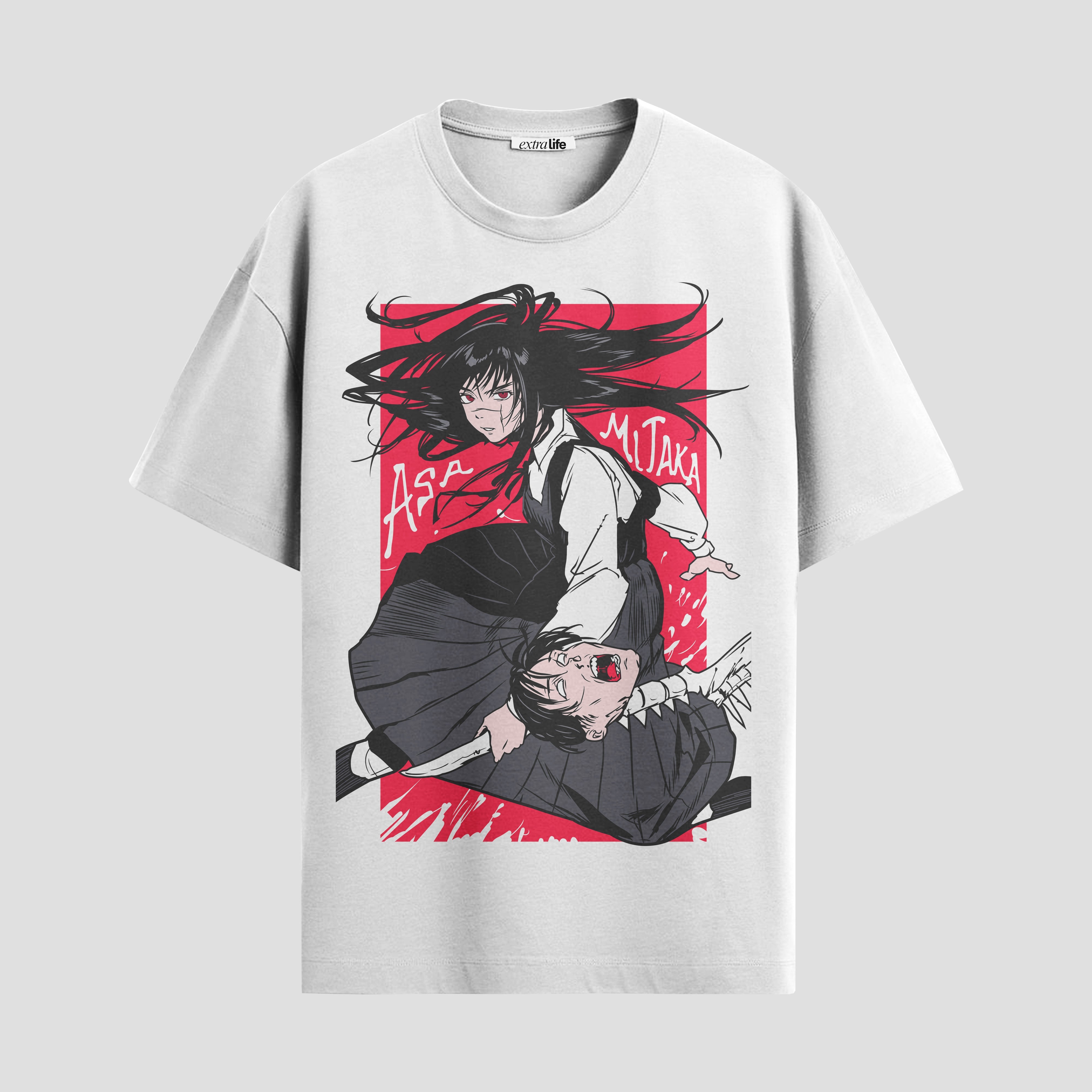 Playera urbana de anime y gaming ExtraLife MX, corte Standard Fit unisex ligero y transpirable en color Deep Black y Pure White, ropa de uso diario para gym y casual.