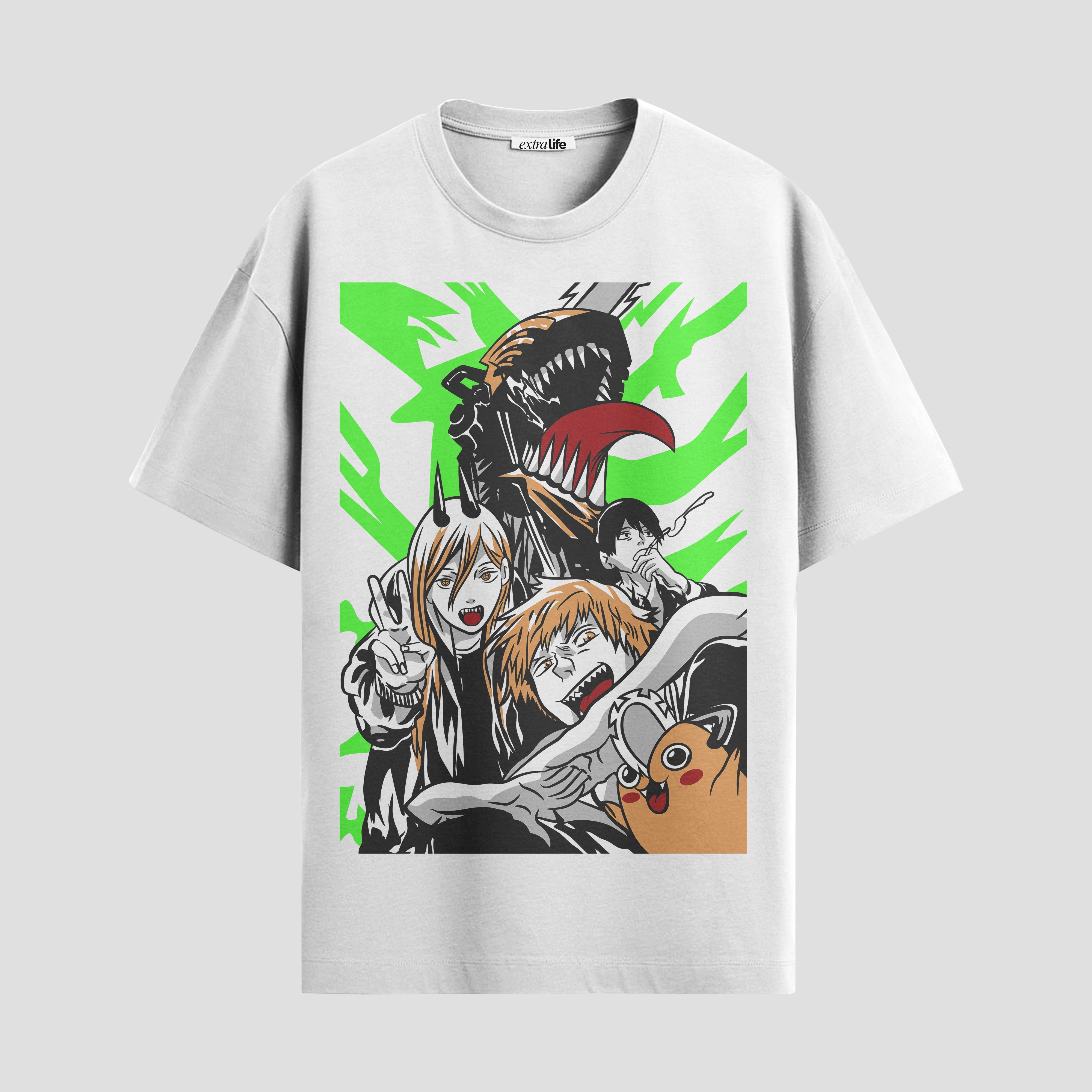 Playera urbana de anime y gaming ExtraLife MX, corte Standard Fit unisex ligero y transpirable en color Deep Black y Pure White, ropa de uso diario para gym y casual.