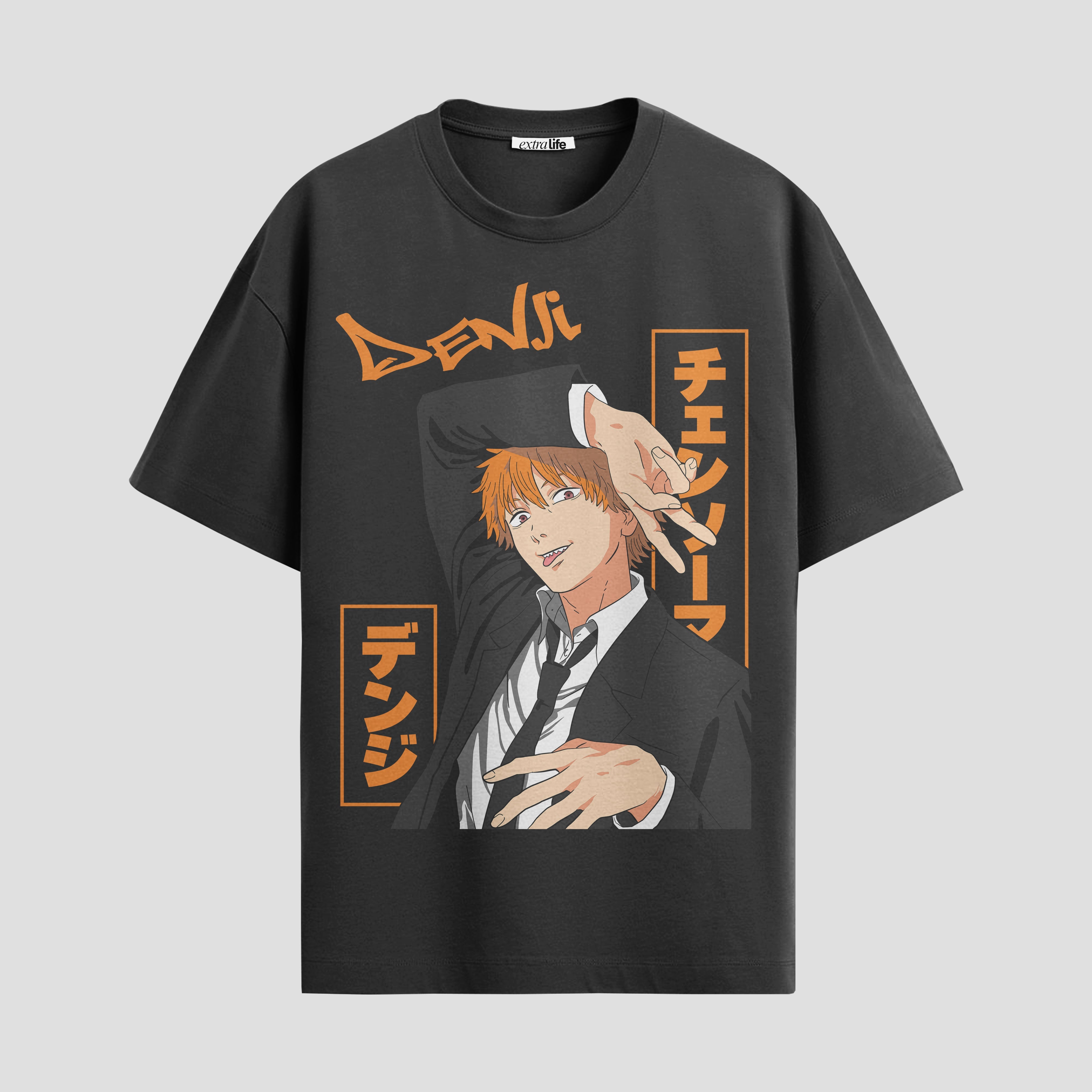 Playera urbana de anime y gaming ExtraLife MX, corte Standard Fit unisex ligero y transpirable en color Deep Black y Pure White, ropa de uso diario para gym y casual.