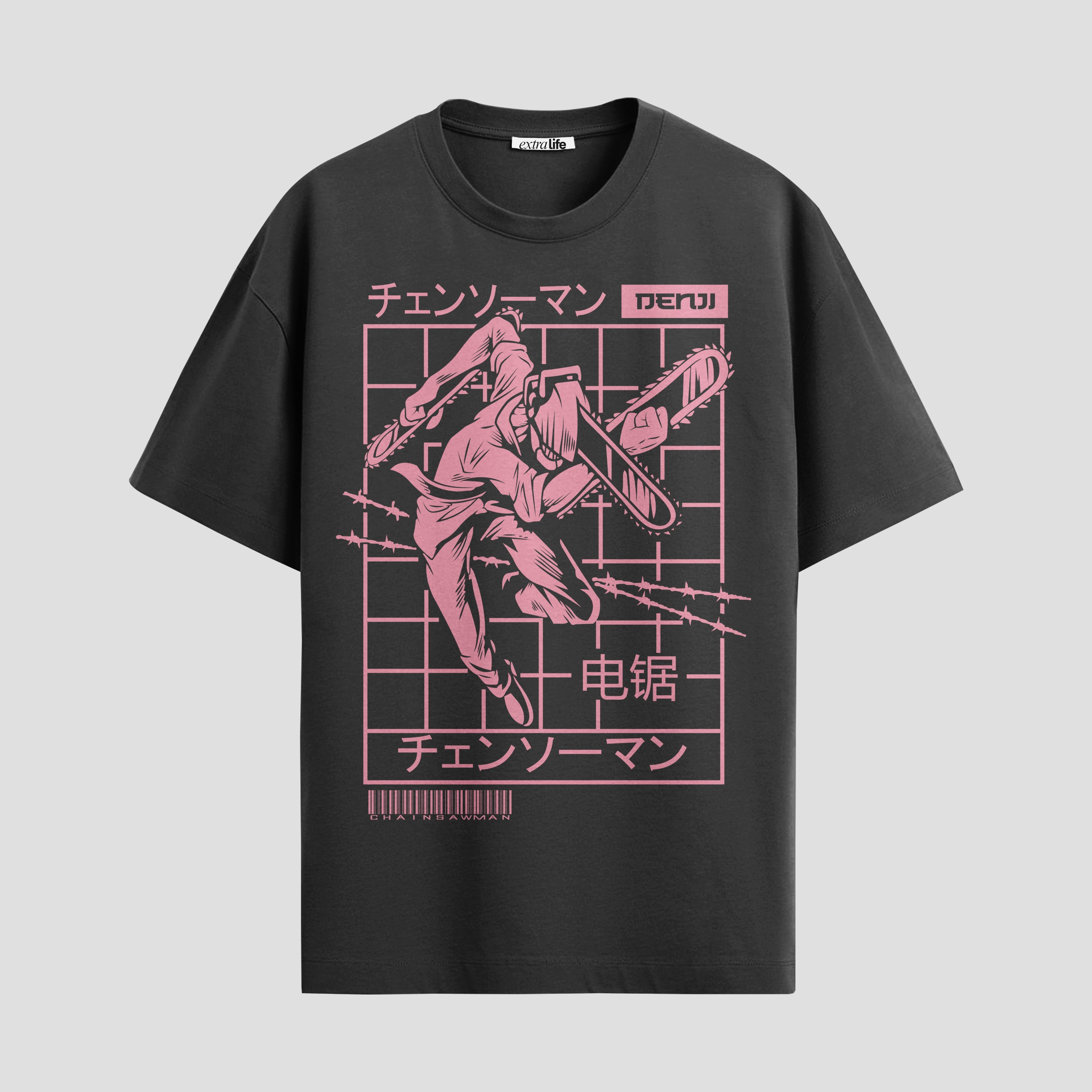 Playera urbana de anime y gaming ExtraLife MX, corte Standard Fit unisex ligero y transpirable en color Deep Black y Pure White, ropa de uso diario para gym y casual.