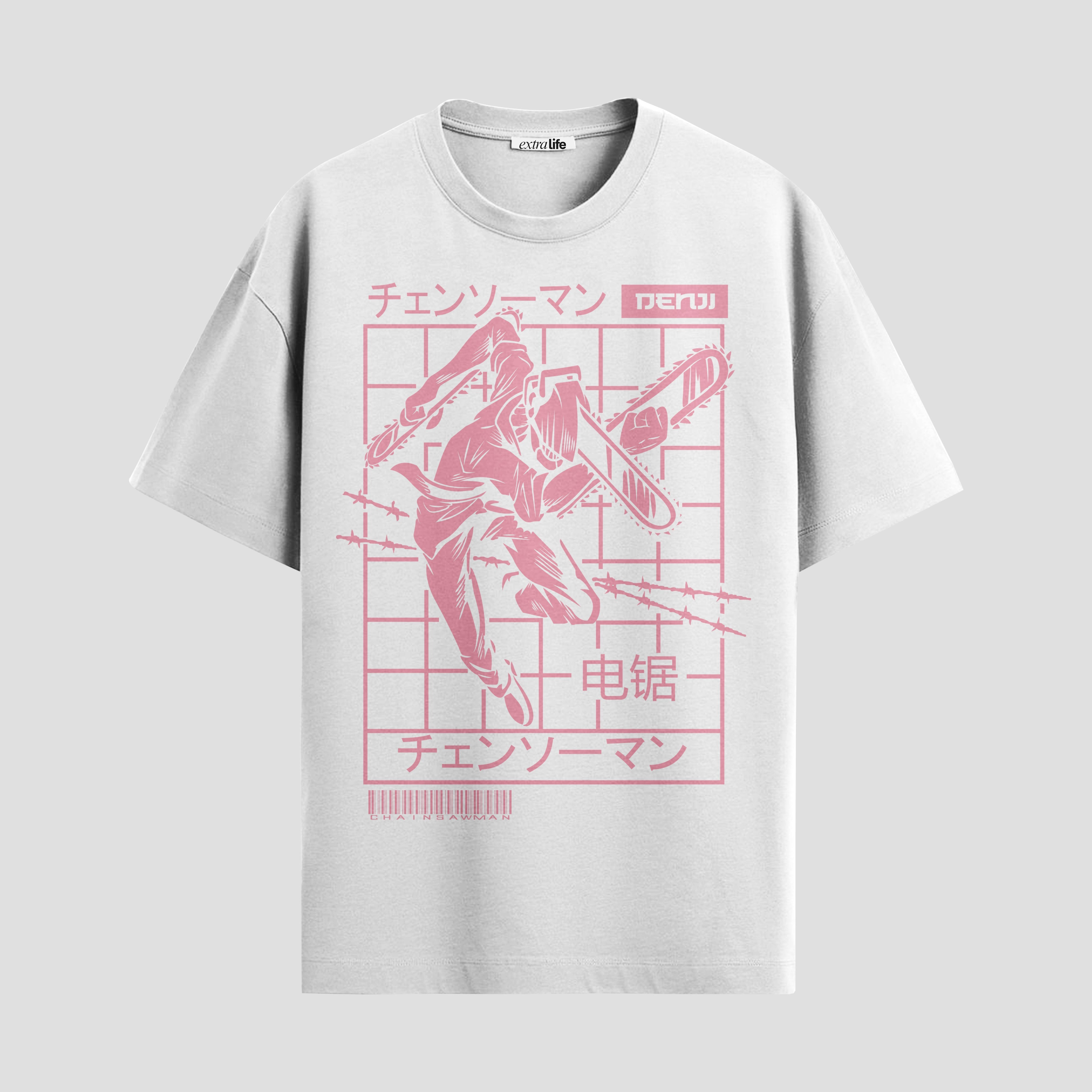 Playera urbana de anime y gaming ExtraLife MX, corte Standard Fit unisex ligero y transpirable en color Deep Black y Pure White, ropa de uso diario para gym y casual.