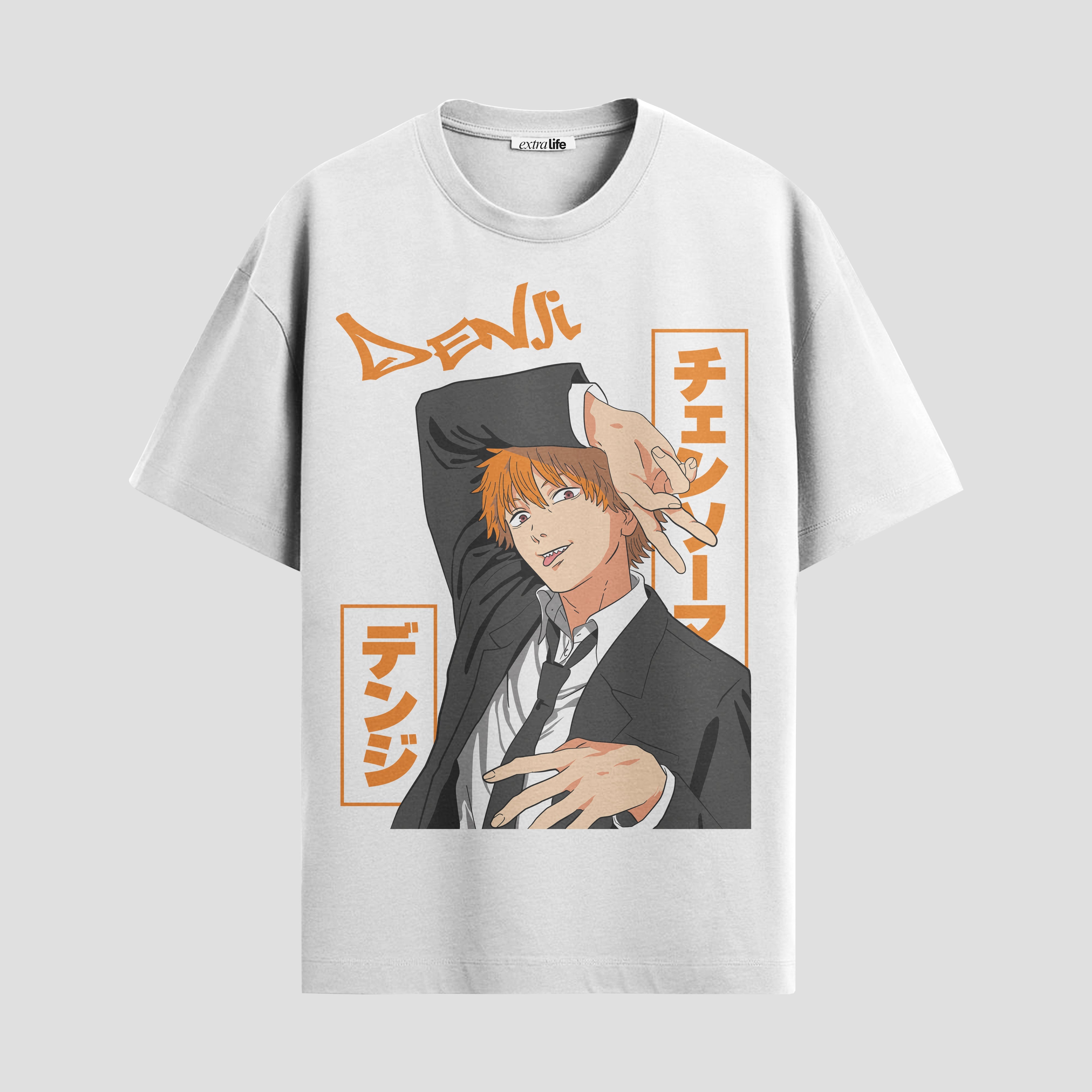 Playera urbana de anime y gaming ExtraLife MX, corte Standard Fit unisex ligero y transpirable en color Deep Black y Pure White, ropa de uso diario para gym y casual.