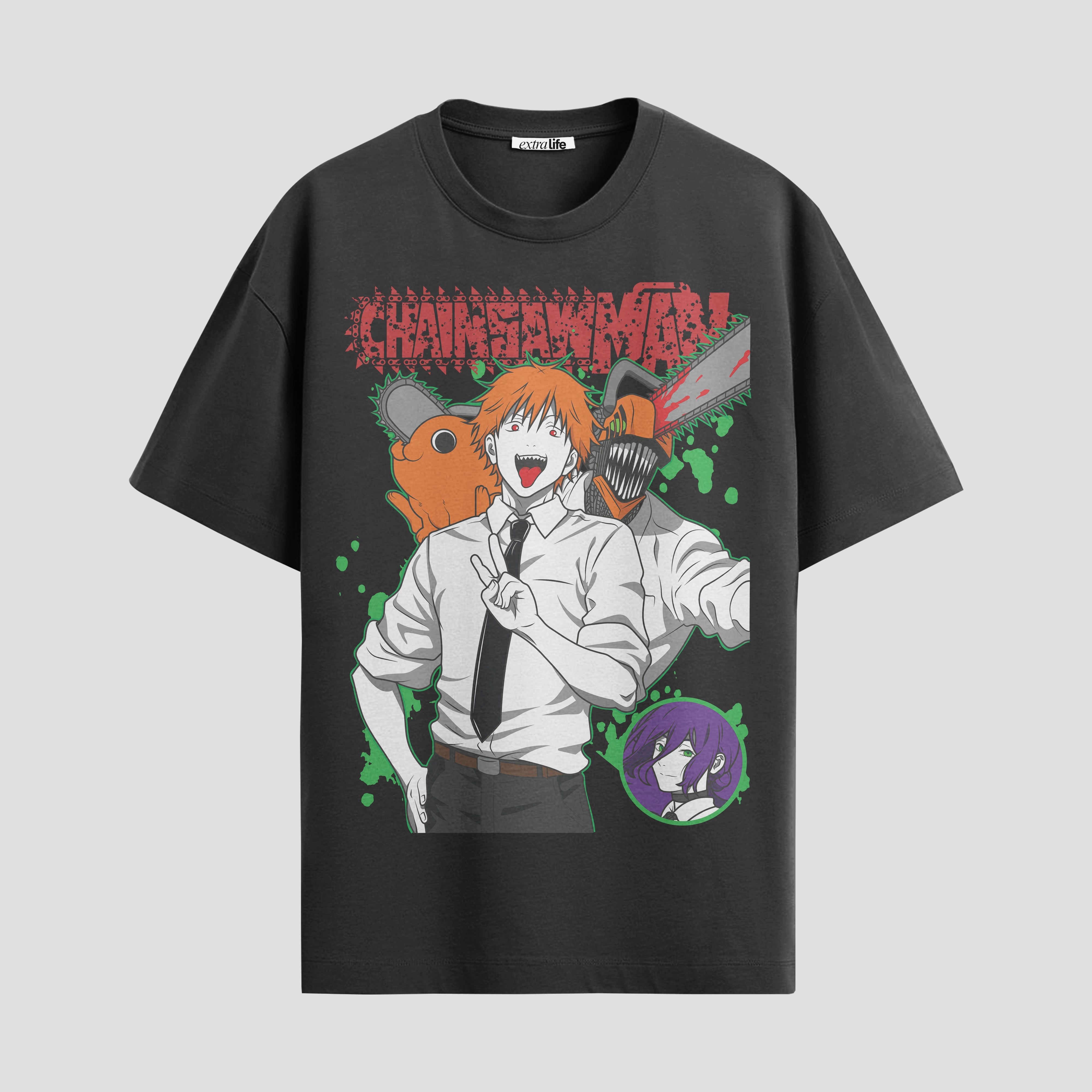 Playera urbana de anime y gaming ExtraLife MX, corte Standard Fit unisex ligero y transpirable en color Deep Black y Pure White, ropa de uso diario para gym y casual.