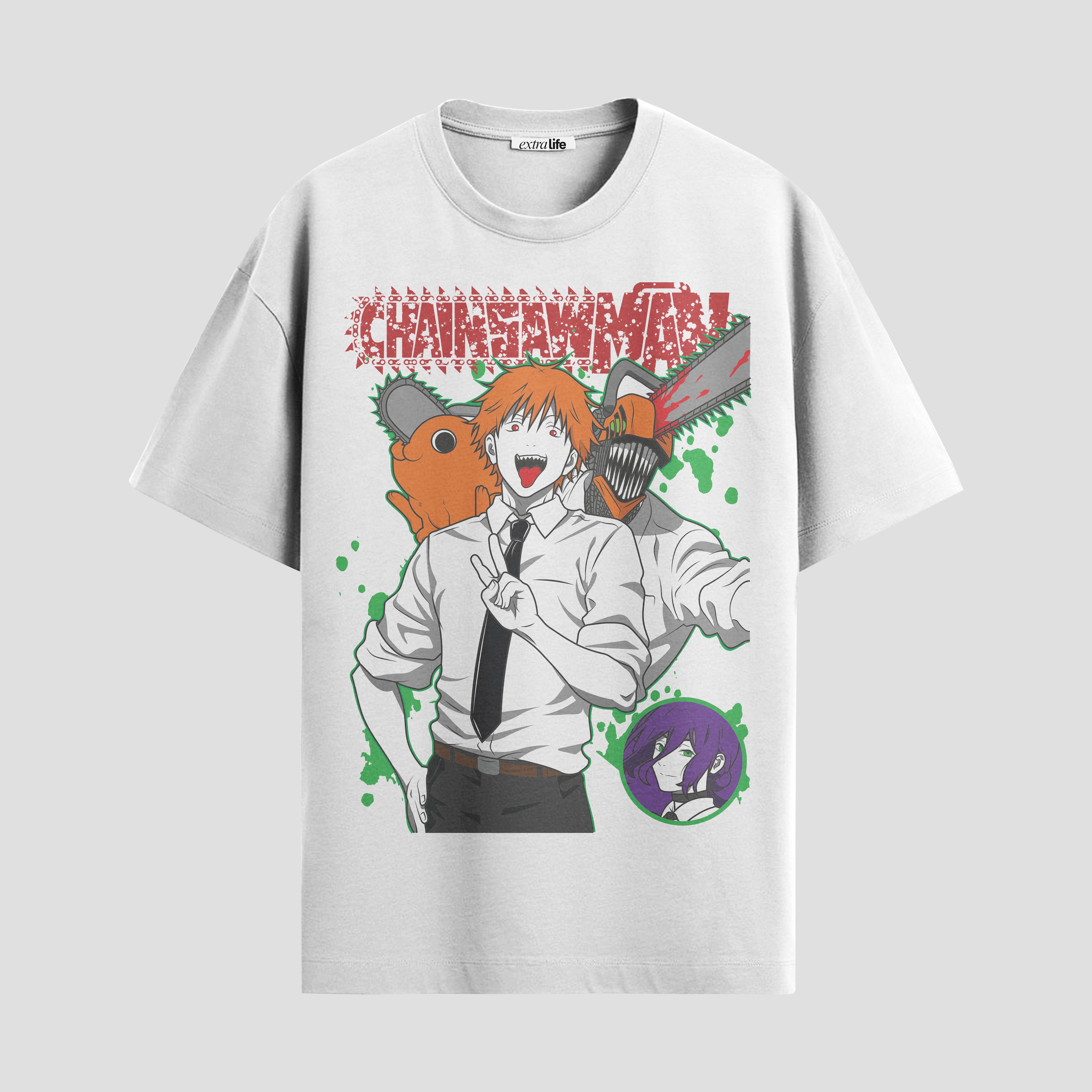 Playera urbana de anime y gaming ExtraLife MX, corte Standard Fit unisex ligero y transpirable en color Deep Black y Pure White, ropa de uso diario para gym y casual.