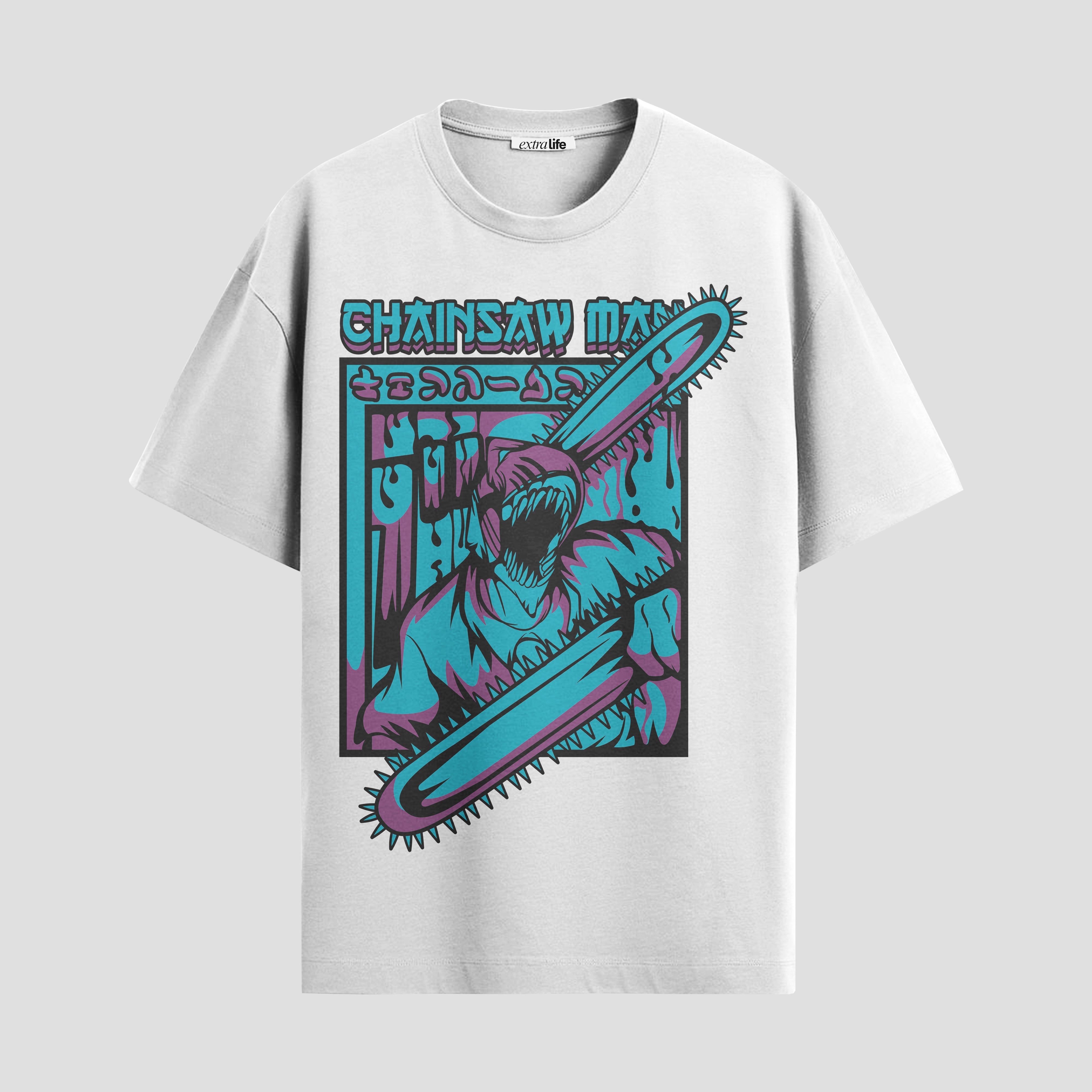 Playera urbana de anime y gaming ExtraLife MX, corte Standard Fit unisex ligero y transpirable en color Deep Black y Pure White, ropa de uso diario para gym y casual.