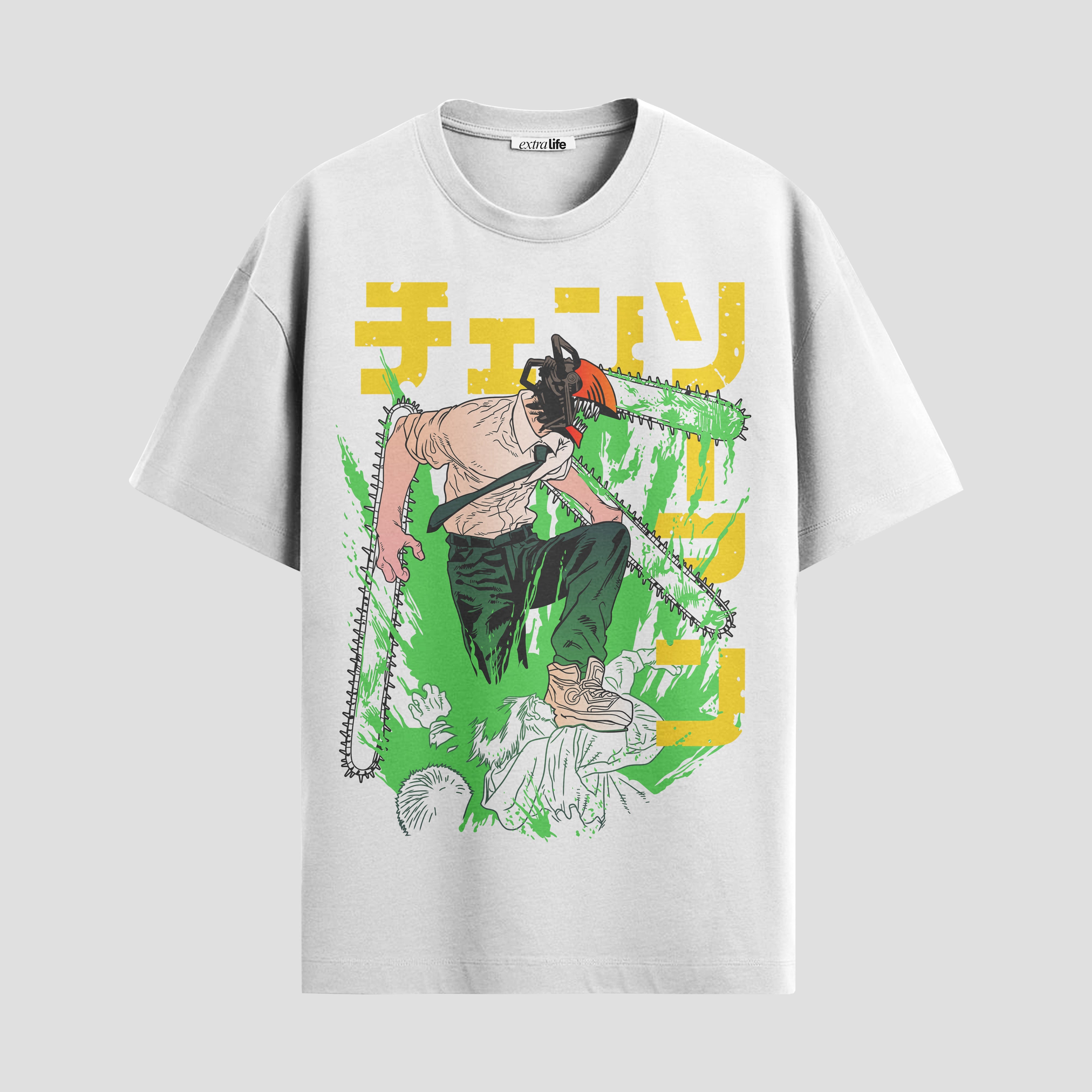 Playera urbana de anime y gaming ExtraLife MX, corte Standard Fit unisex ligero y transpirable en color Deep Black y Pure White, ropa de uso diario para gym y casual.