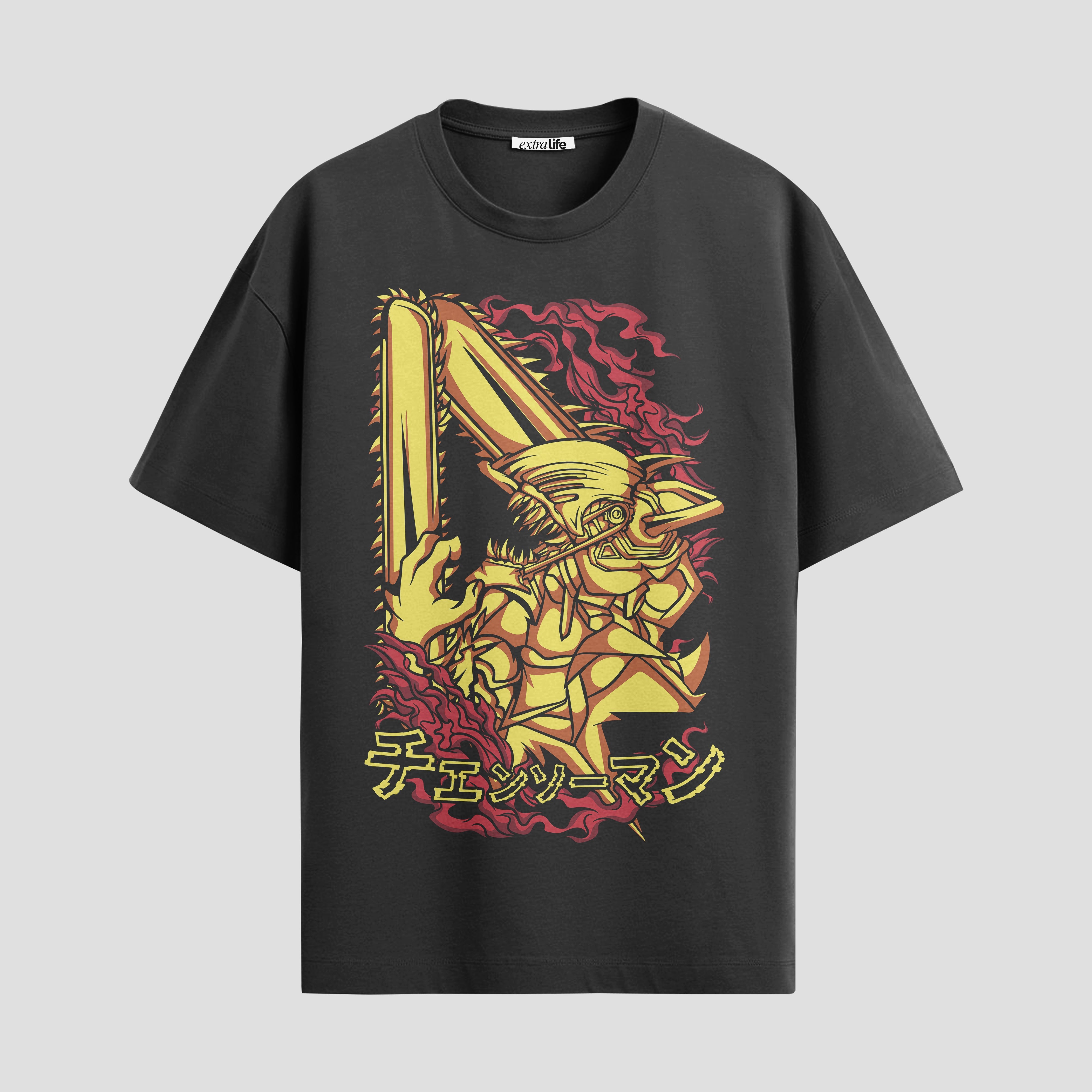 Playera urbana de anime y gaming ExtraLife MX, corte Standard Fit unisex ligero y transpirable en color Deep Black y Pure White, ropa de uso diario para gym y casual.