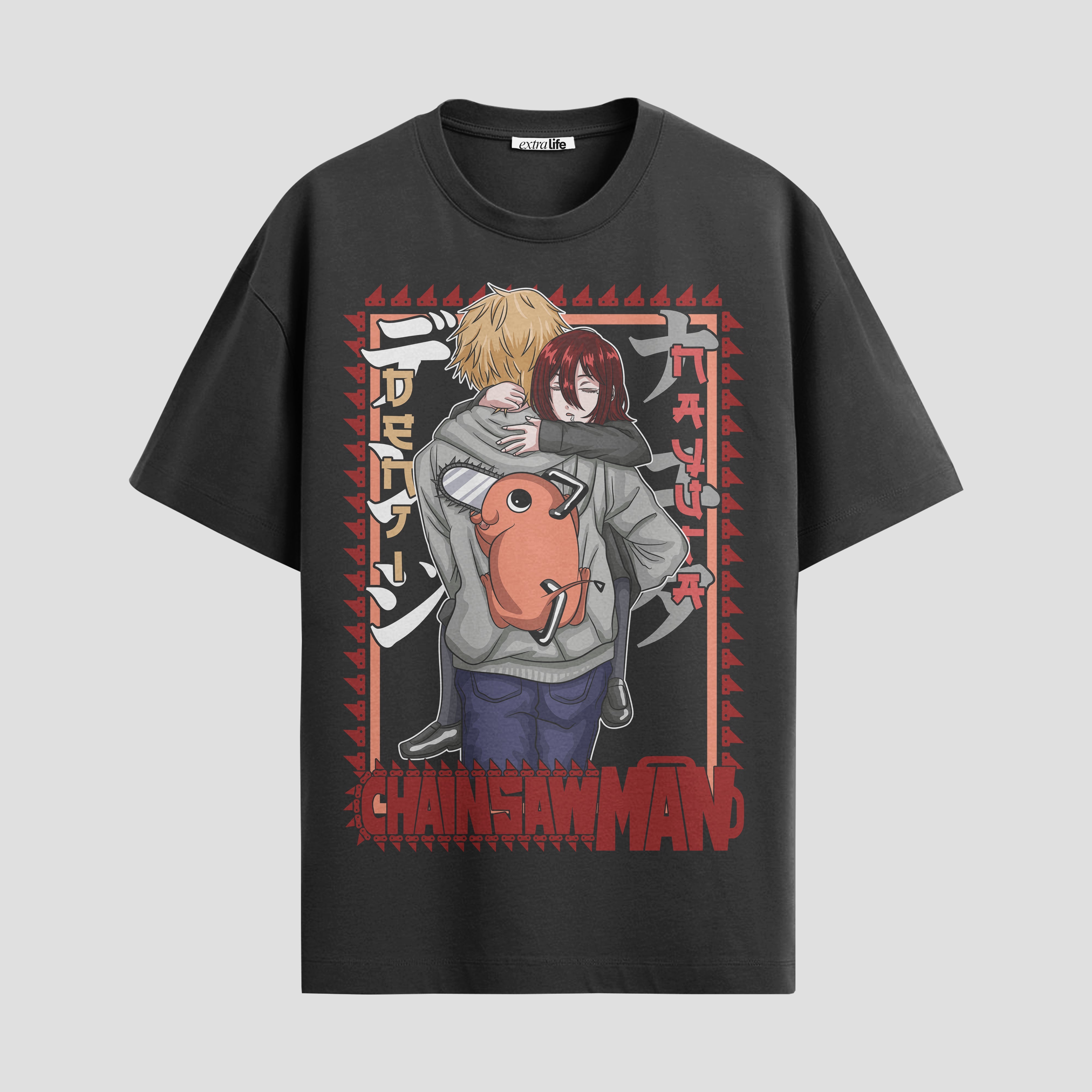 Playera urbana de anime y gaming ExtraLife MX, corte Standard Fit unisex ligero y transpirable en color Deep Black y Pure White, ropa de uso diario para gym y casual.