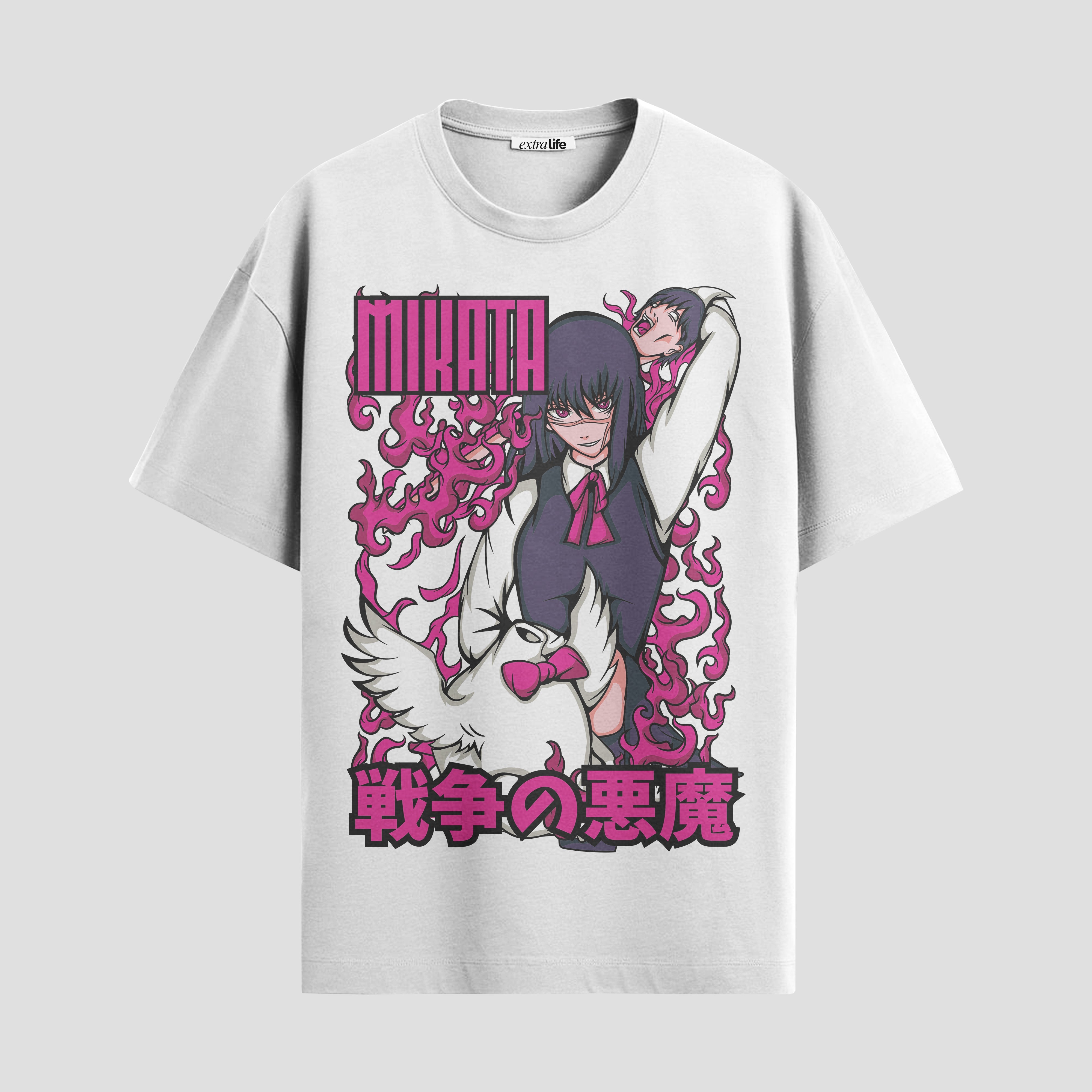 Playera urbana de anime y gaming ExtraLife MX, corte Standard Fit unisex ligero y transpirable en color Deep Black y Pure White, ropa de uso diario para gym y casual.