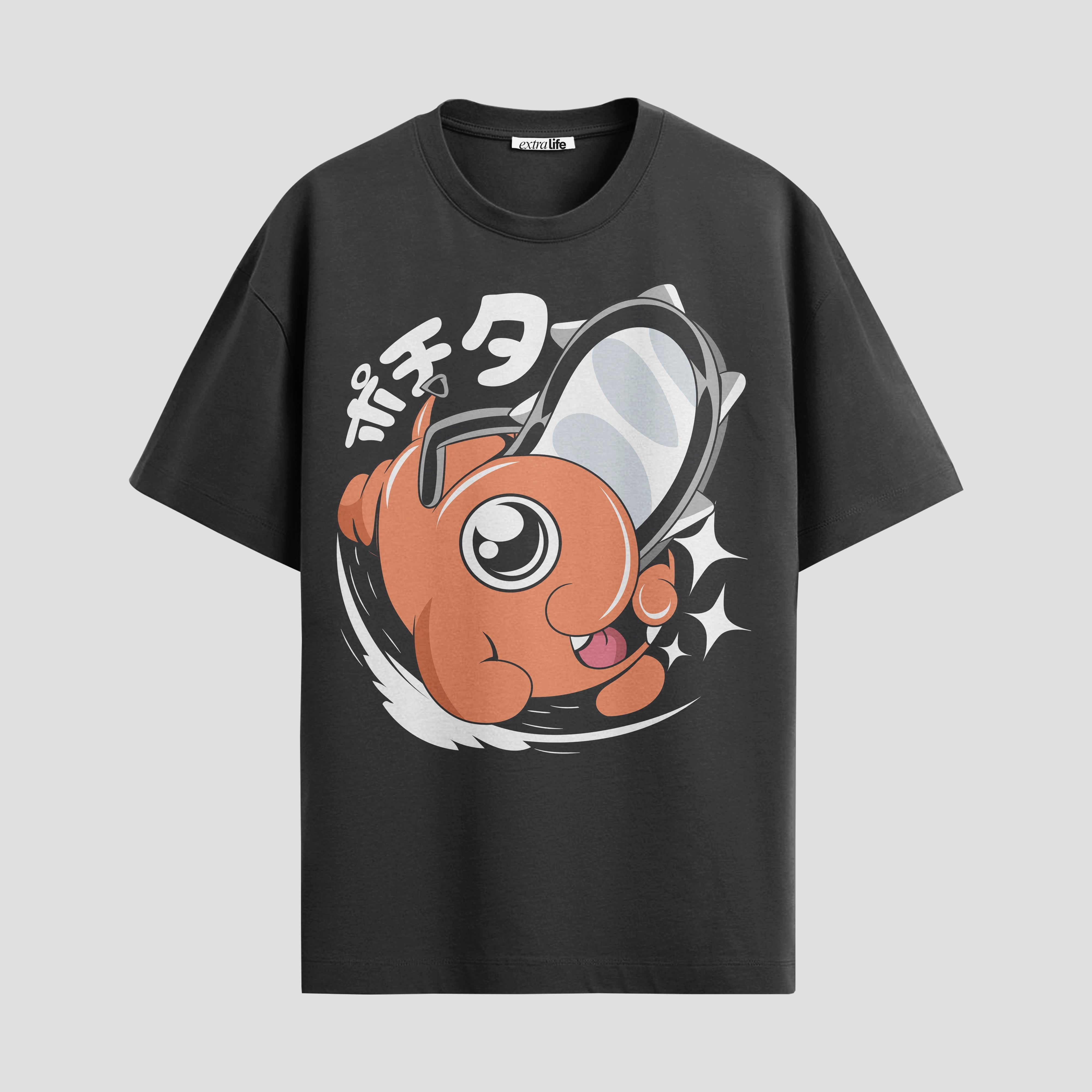 Playera urbana de anime y gaming ExtraLife MX, corte Standard Fit unisex ligero y transpirable en color Deep Black y Pure White, ropa de uso diario para gym y casual.