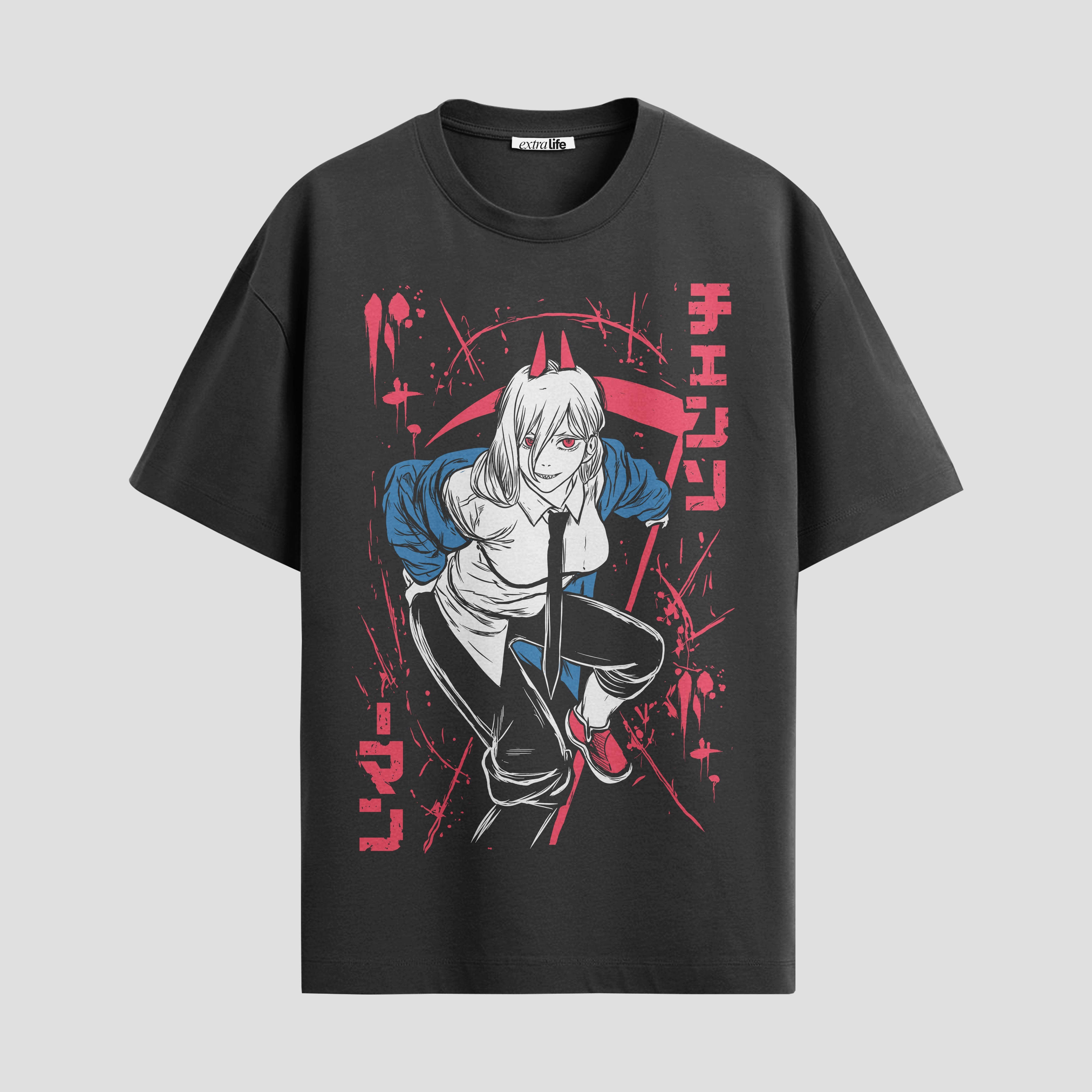 Playera urbana de anime y gaming ExtraLife MX, corte Standard Fit unisex ligero y transpirable en color Deep Black y Pure White, ropa de uso diario para gym y casual.