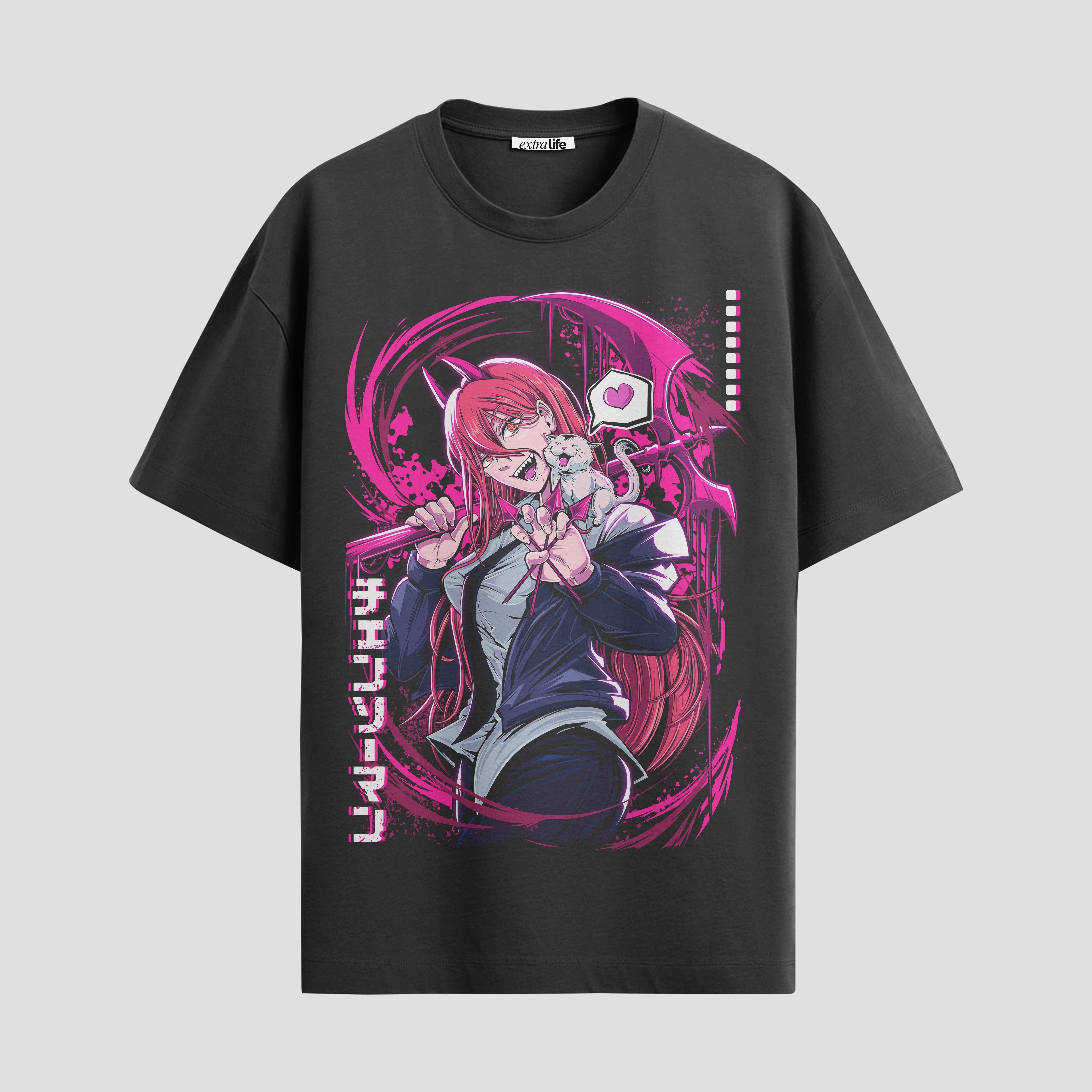 Playera urbana de anime y gaming ExtraLife MX, corte Standard Fit unisex ligero y transpirable en color Deep Black y Pure White, ropa de uso diario para gym y casual.