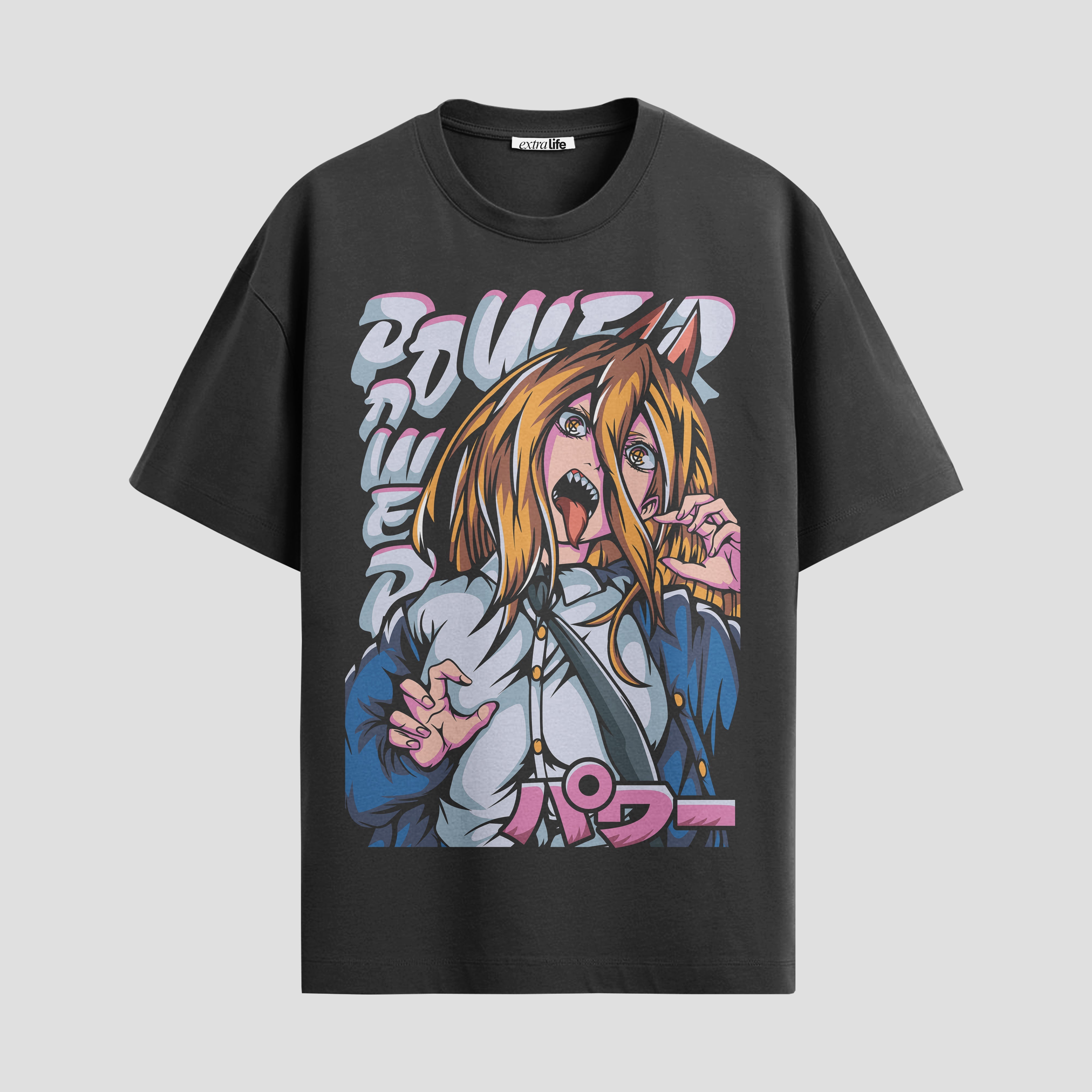 Playera urbana de anime y gaming ExtraLife MX, corte Standard Fit unisex ligero y transpirable en color Deep Black y Pure White, ropa de uso diario para gym y casual.