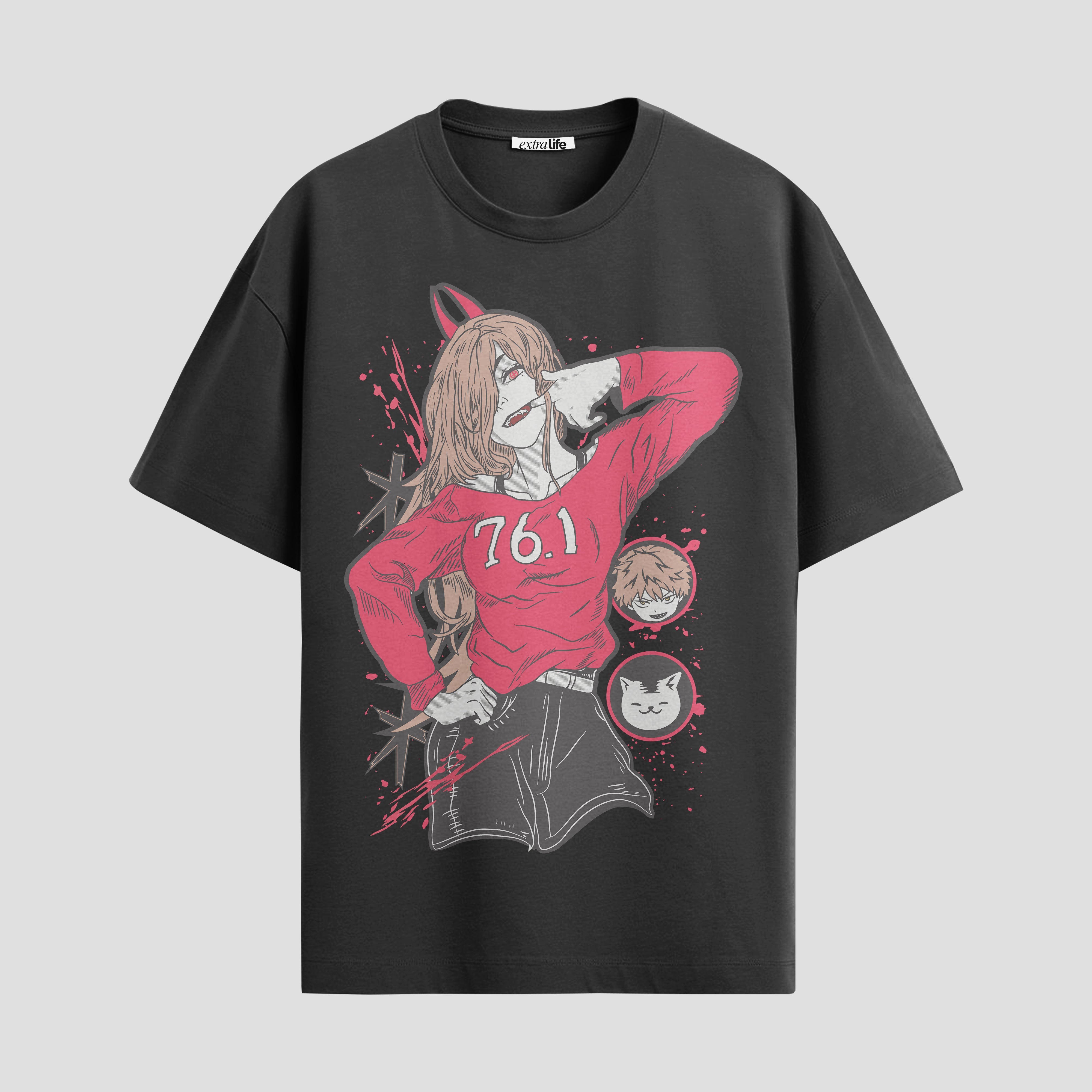 Playera urbana de anime y gaming ExtraLife MX, corte Standard Fit unisex ligero y transpirable en color Deep Black y Pure White, ropa de uso diario para gym y casual.