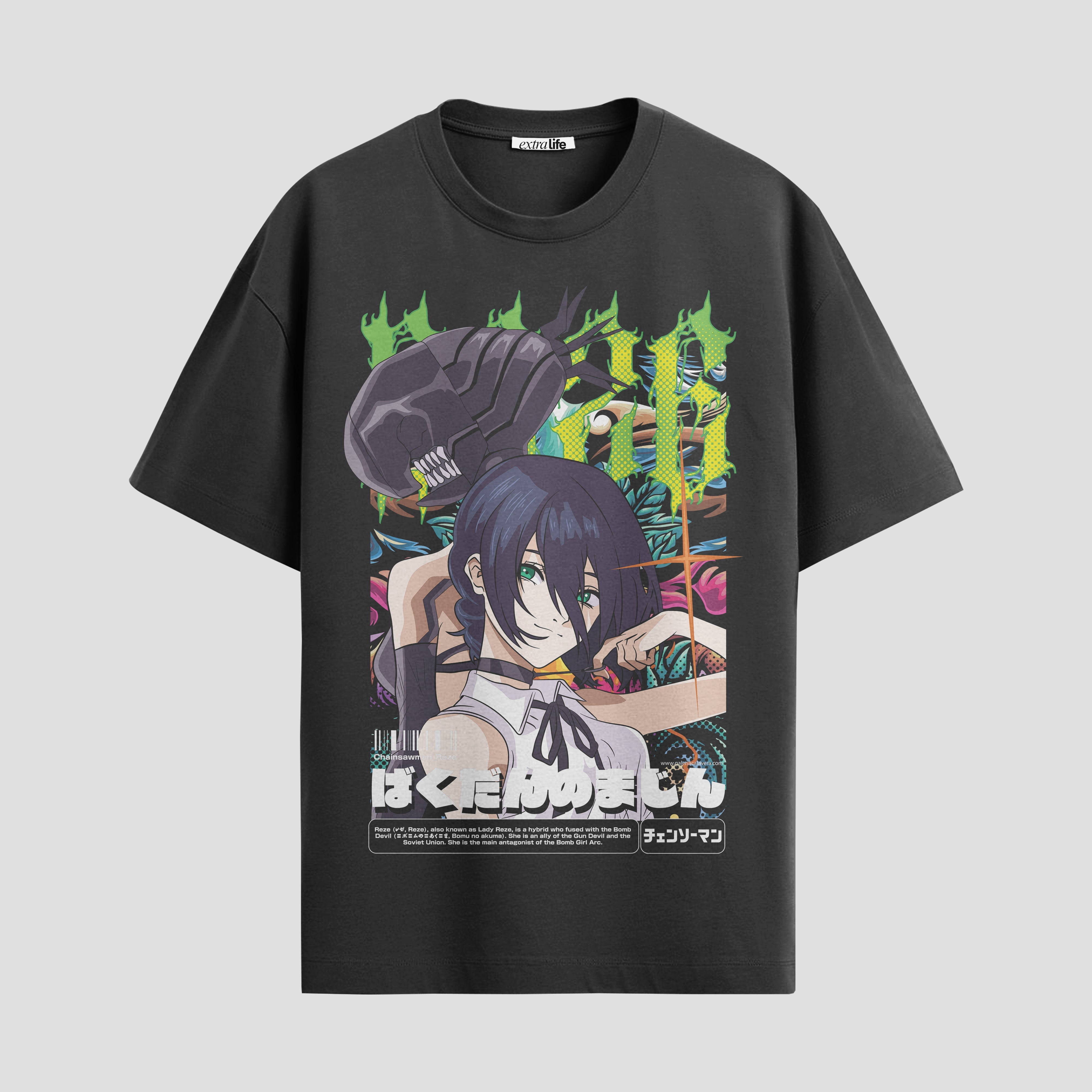 Playera urbana de anime y gaming ExtraLife MX, corte Standard Fit unisex ligero y transpirable en color Deep Black y Pure White, ropa de uso diario para gym y casual.