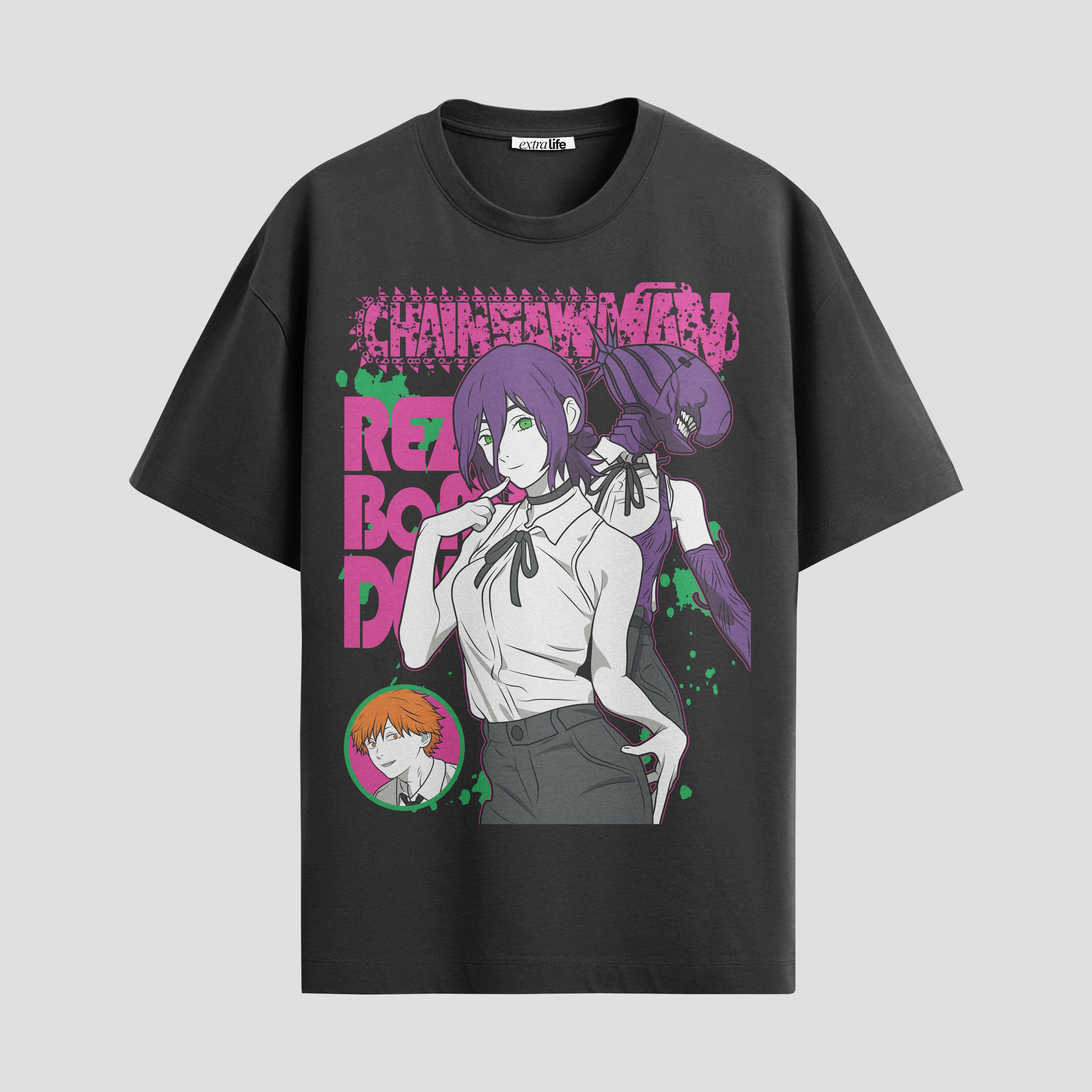 Playera urbana de anime y gaming ExtraLife MX, corte Standard Fit unisex ligero y transpirable en color Deep Black y Pure White, ropa de uso diario para gym y casual.