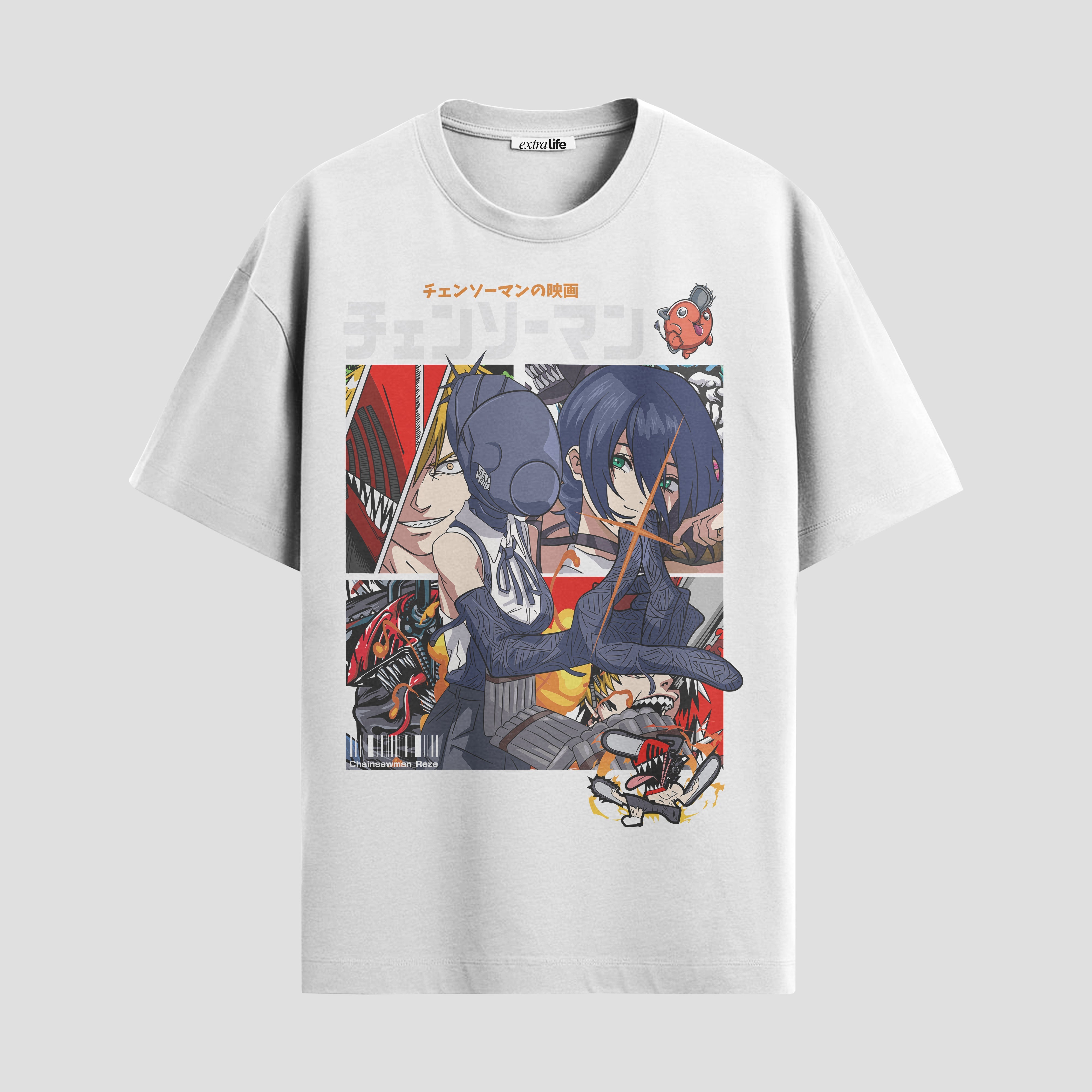Playera urbana de anime y gaming ExtraLife MX, corte Standard Fit unisex ligero y transpirable en color Deep Black y Pure White, ropa de uso diario para gym y casual.