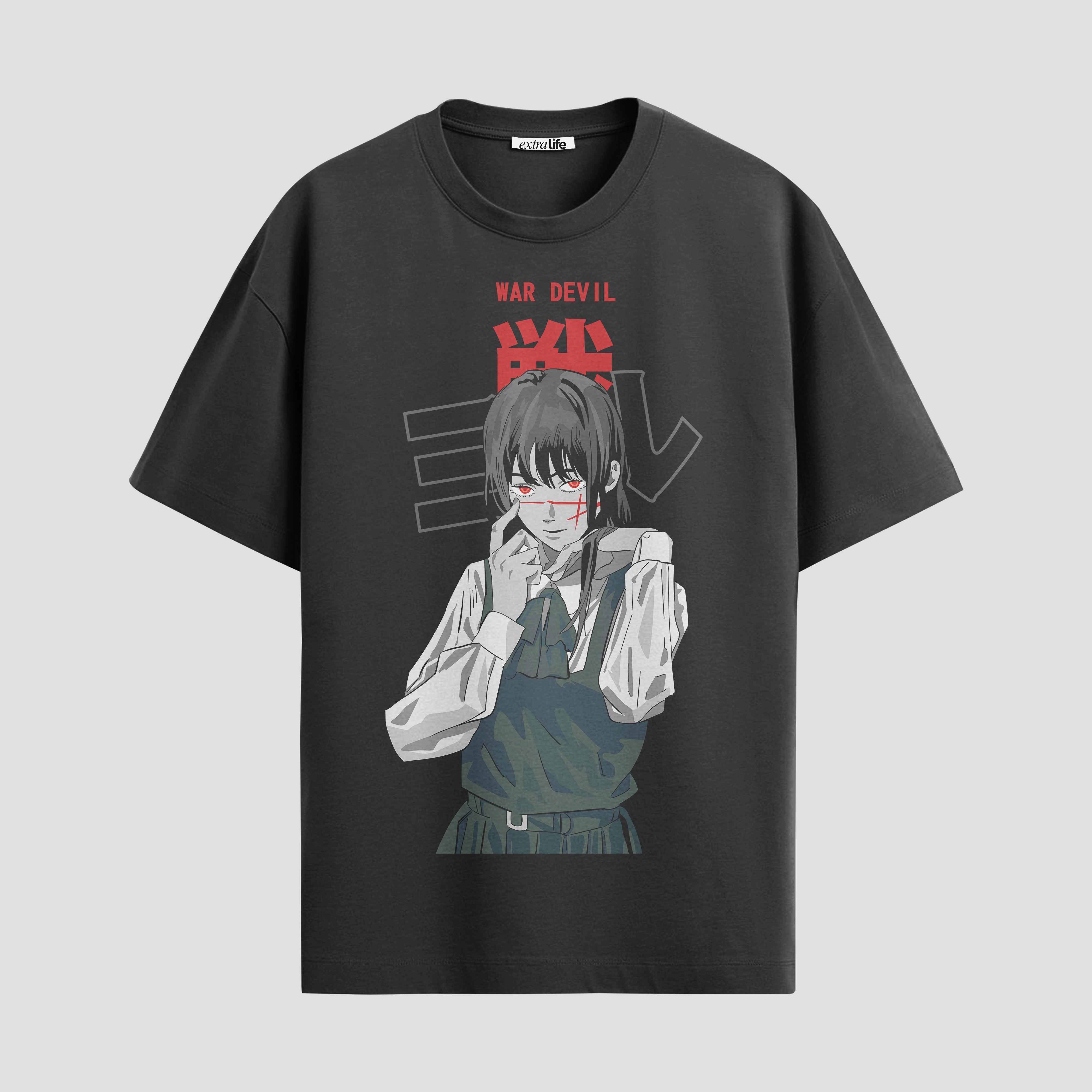 Playera urbana de anime y gaming ExtraLife MX, corte Standard Fit unisex ligero y transpirable en color Deep Black y Pure White, ropa de uso diario para gym y casual.
