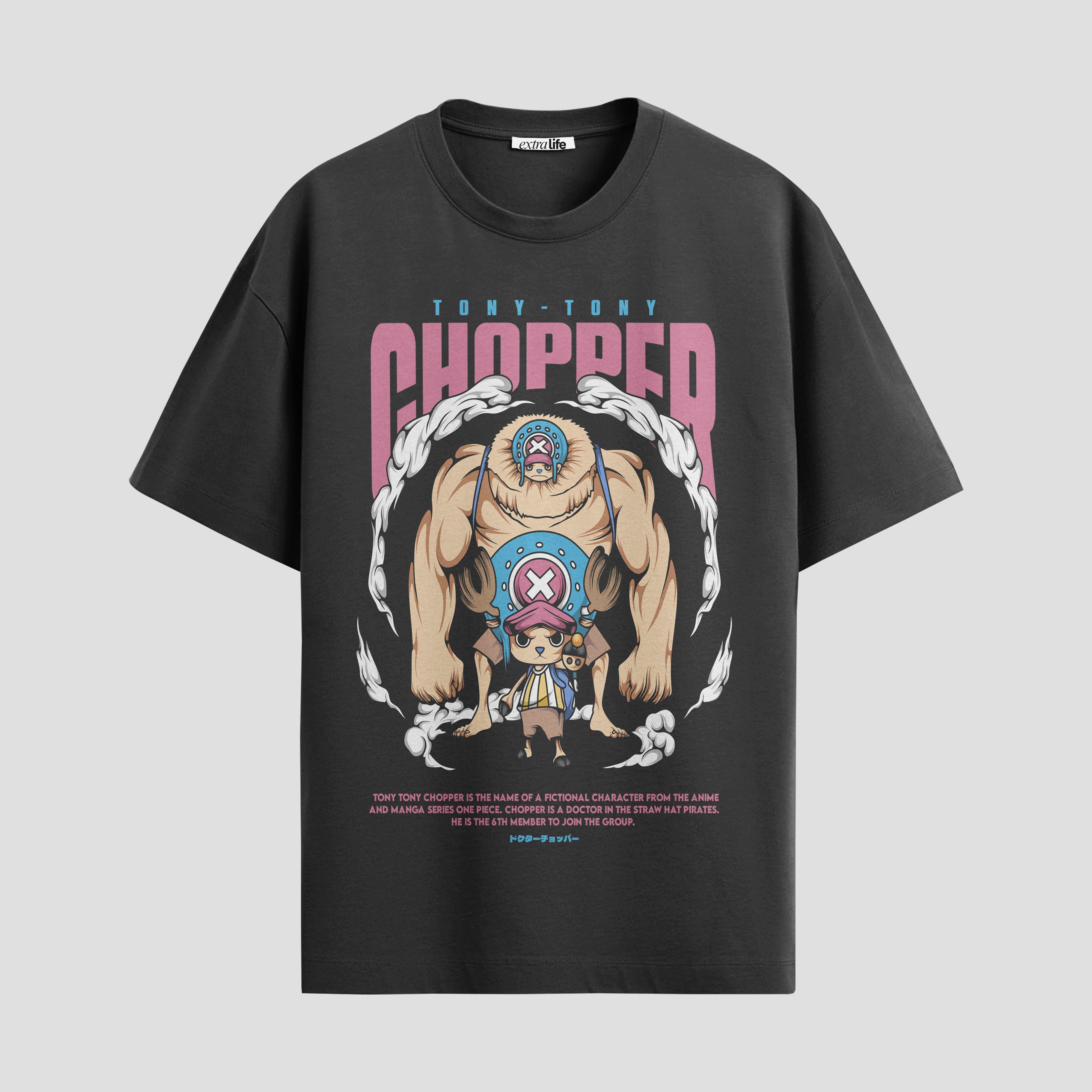 Playera urbana de anime y gaming ExtraLife MX, corte Standard Fit unisex ligero y transpirable en color Deep Black y Pure White, ropa de uso diario para gym y casual.