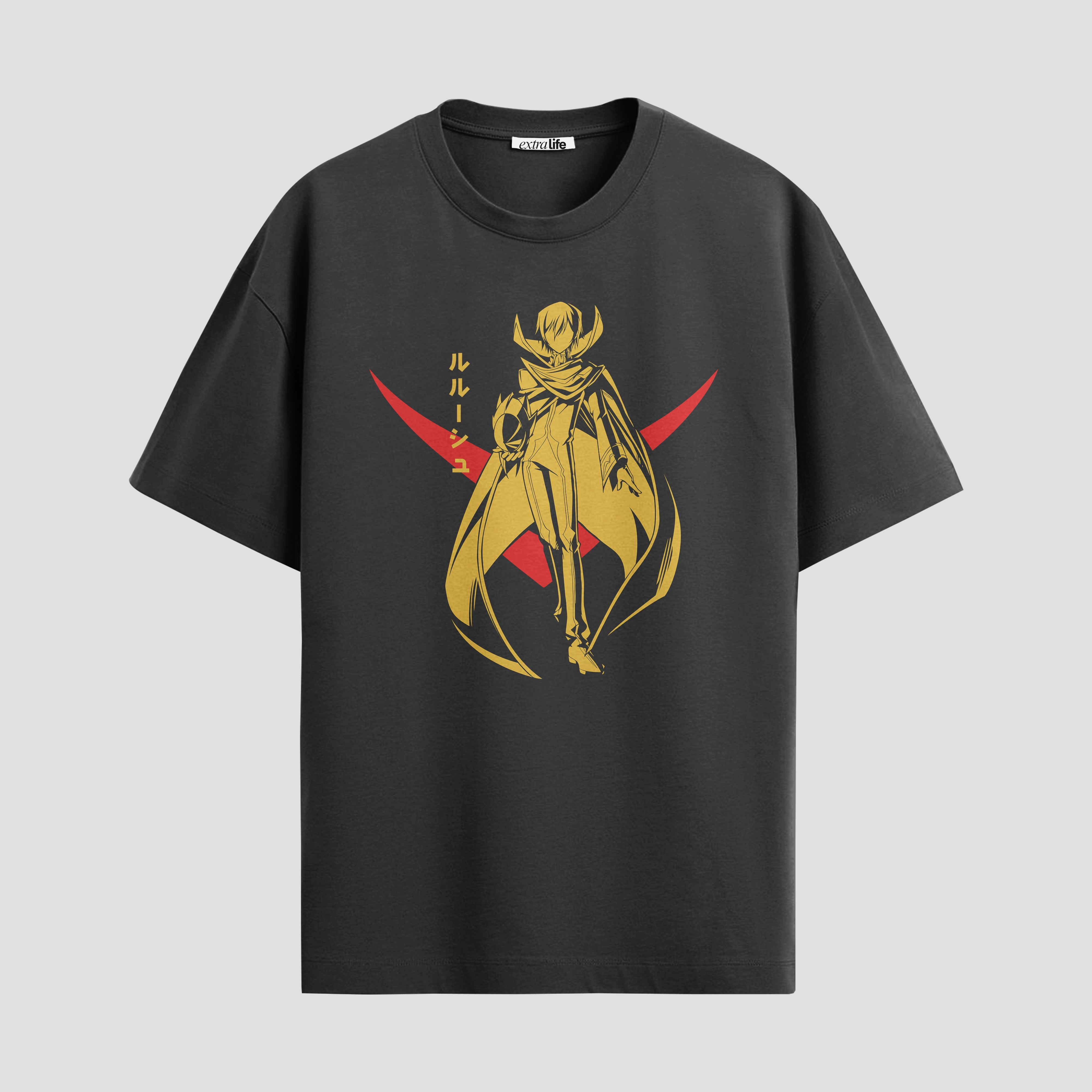 Playera urbana de anime y gaming ExtraLife MX, corte Standard Fit unisex ligero y transpirable en color Deep Black y Pure White, ropa de uso diario para gym y casual.