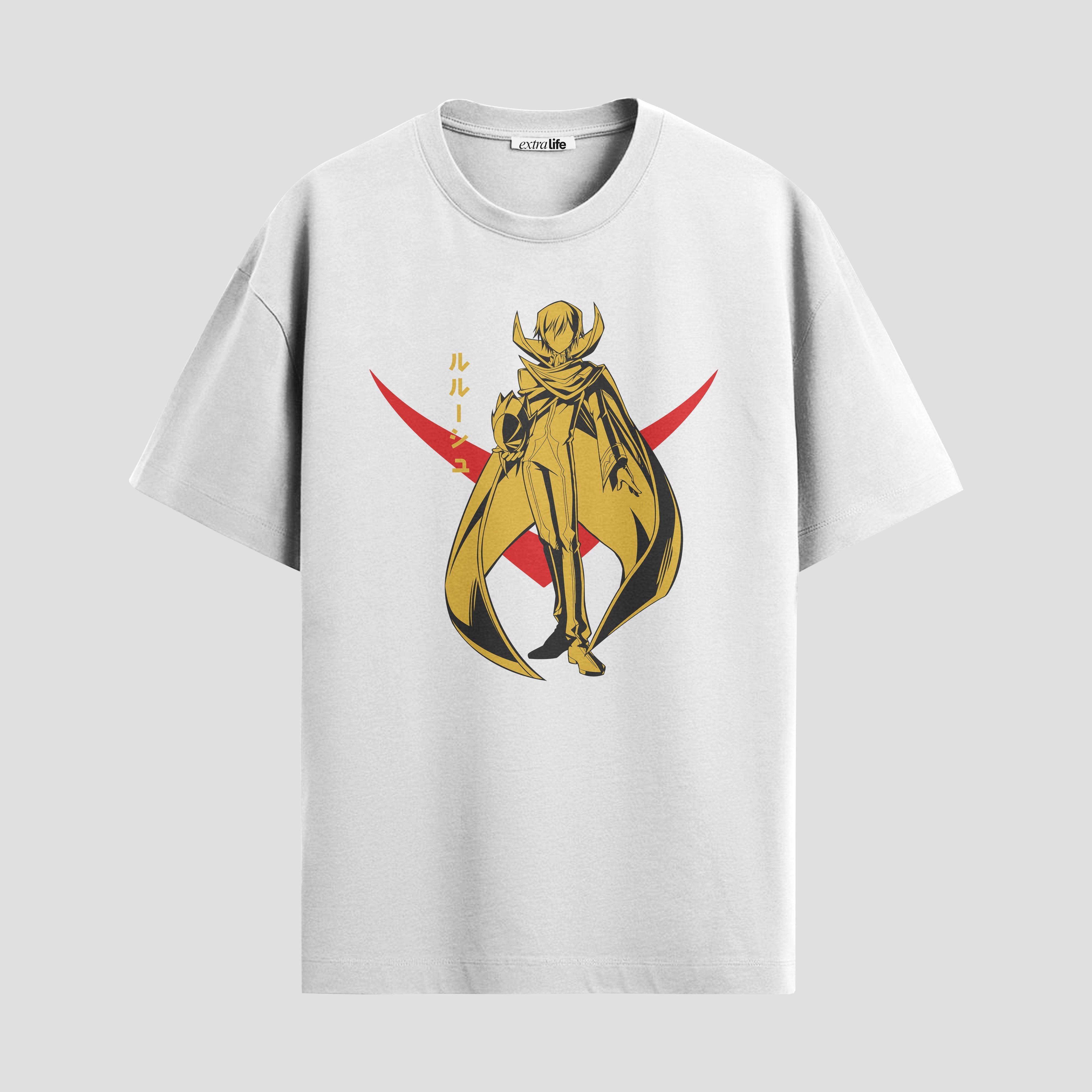 Playera urbana de anime y gaming ExtraLife MX, corte Standard Fit unisex ligero y transpirable en color Deep Black y Pure White, ropa de uso diario para gym y casual.