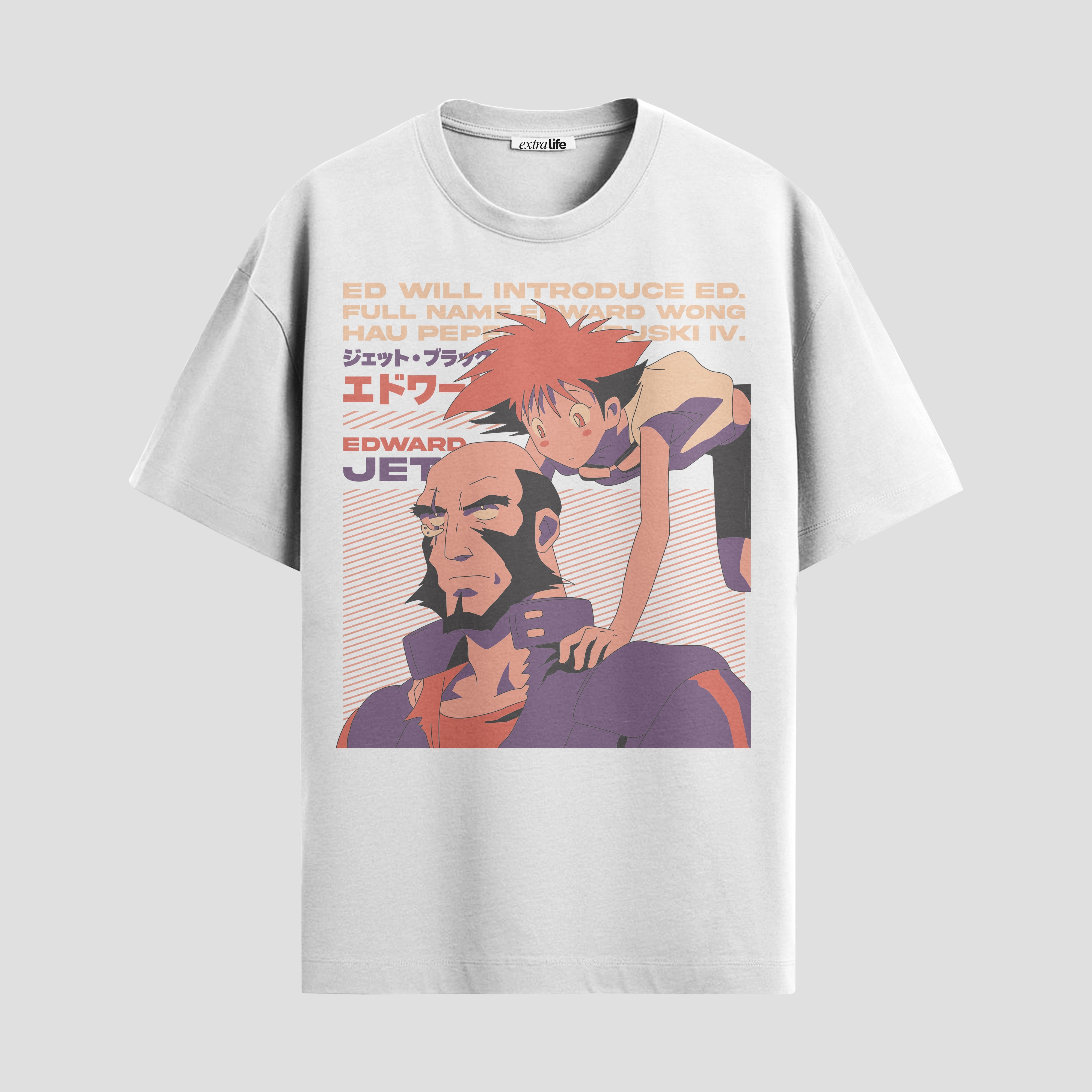 Playera urbana de anime y gaming ExtraLife MX, corte Standard Fit unisex ligero y transpirable en color Deep Black y Pure White, ropa de uso diario para gym y casual.