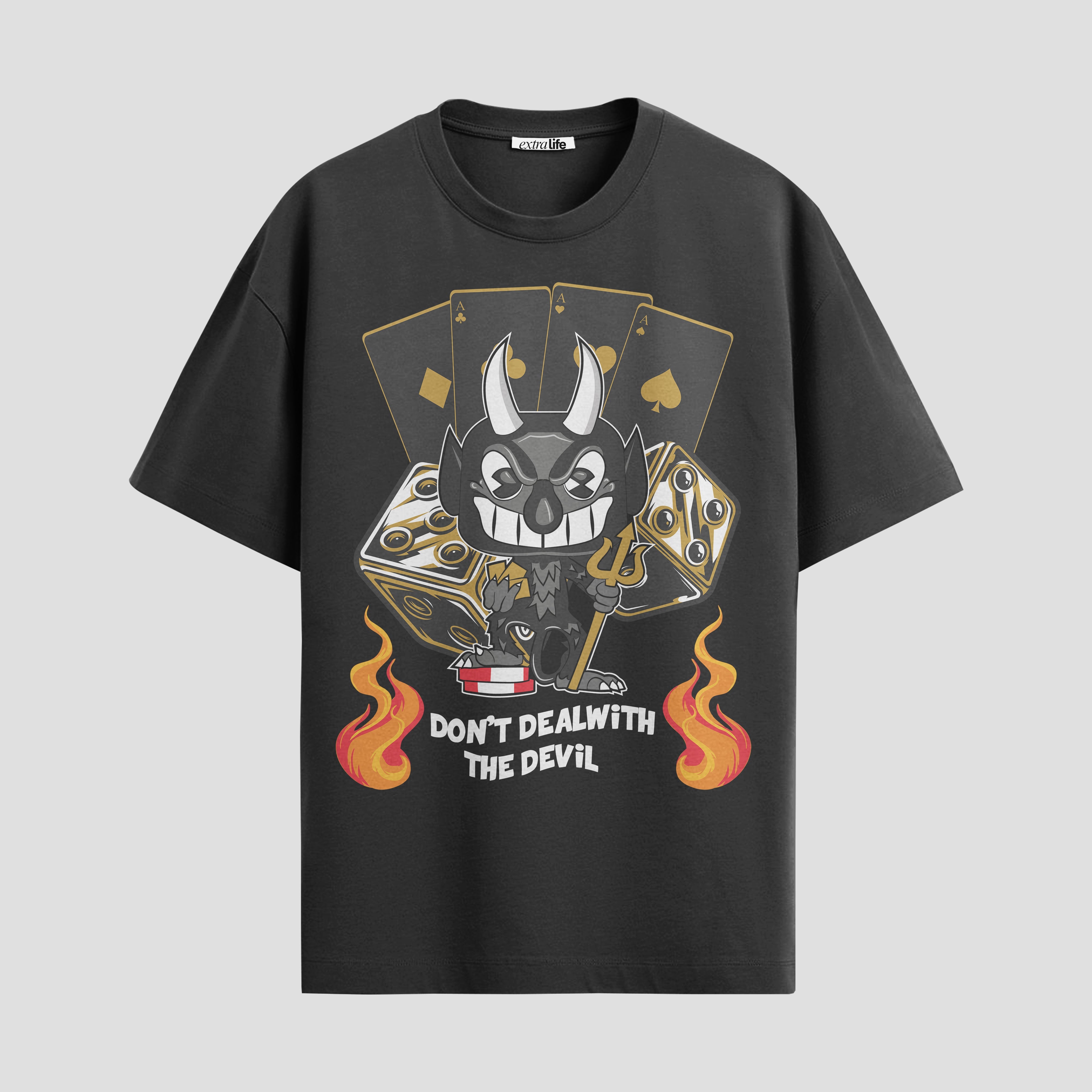 Playera urbana de anime y gaming ExtraLife MX, corte Standard Fit unisex ligero y transpirable en color Deep Black y Pure White, ropa de uso diario para gym y casual.