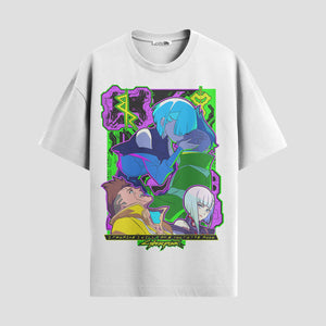 Playera urbana de anime y gaming ExtraLife MX, corte Standard Fit unisex ligero y transpirable en color Deep Black y Pure White, ropa de uso diario para gym y casual.