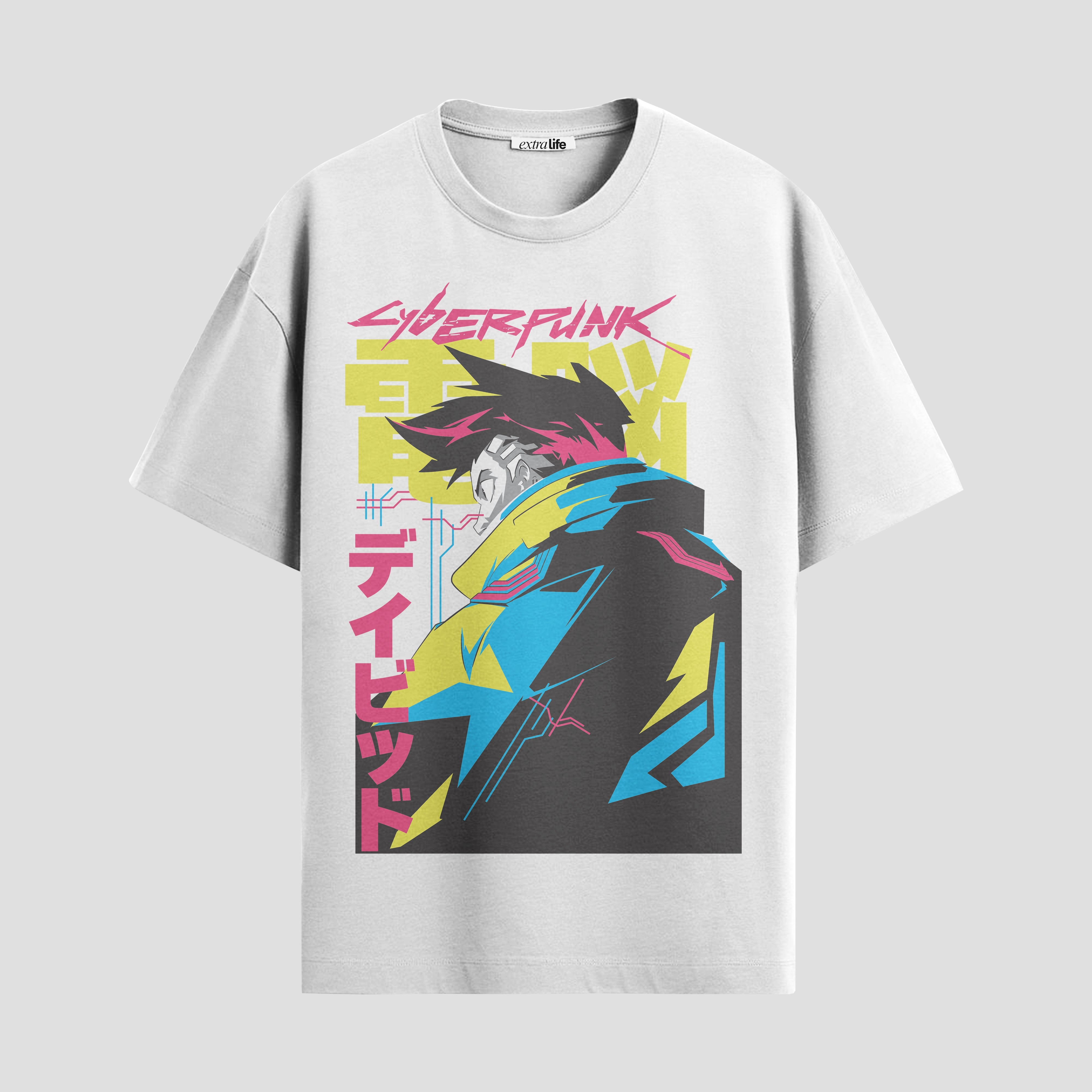 Playera urbana de anime y gaming ExtraLife MX, corte Standard Fit unisex ligero y transpirable en color Deep Black y Pure White, ropa de uso diario para gym y casual.