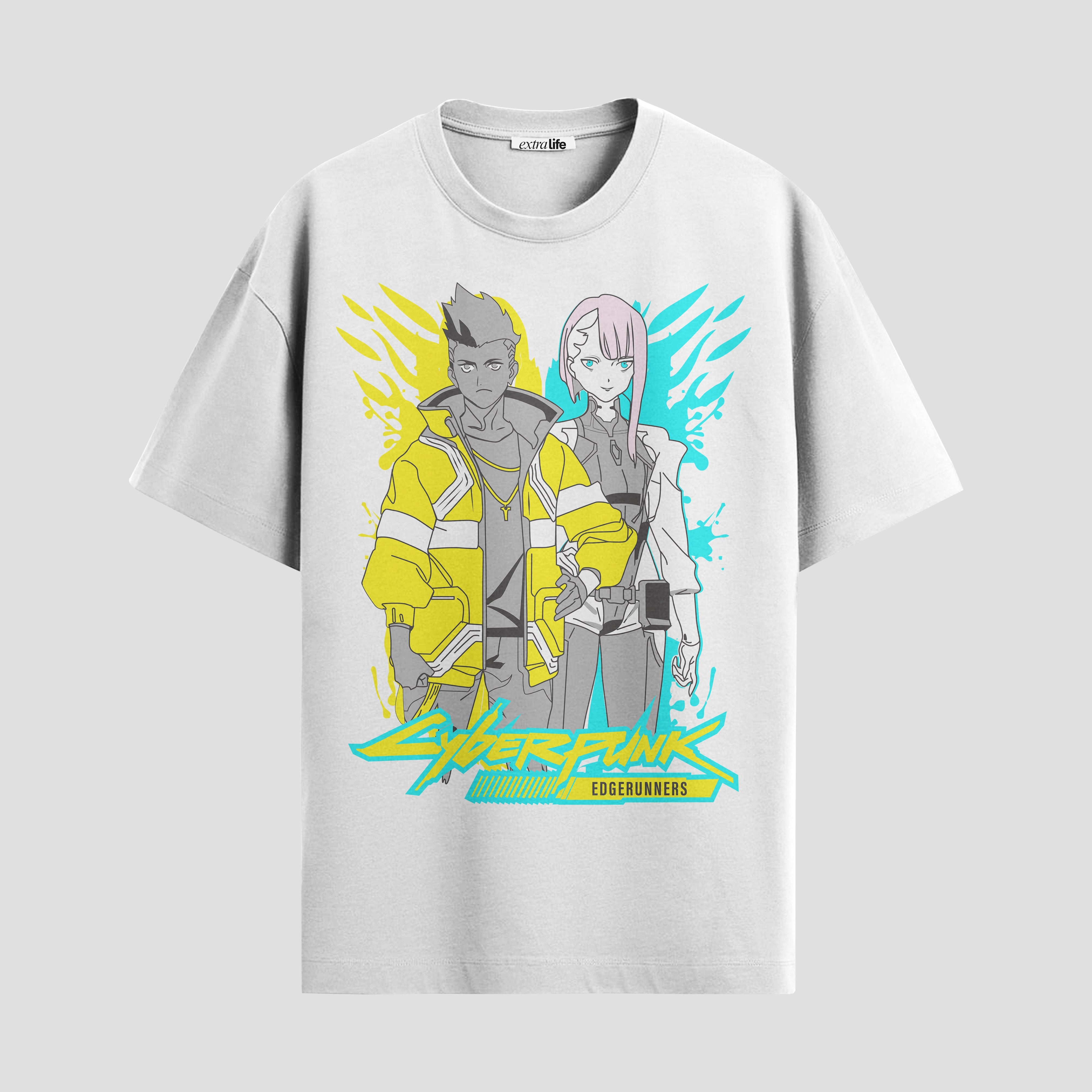 Playera urbana de anime y gaming ExtraLife MX, corte Standard Fit unisex ligero y transpirable en color Deep Black y Pure White, ropa de uso diario para gym y casual.