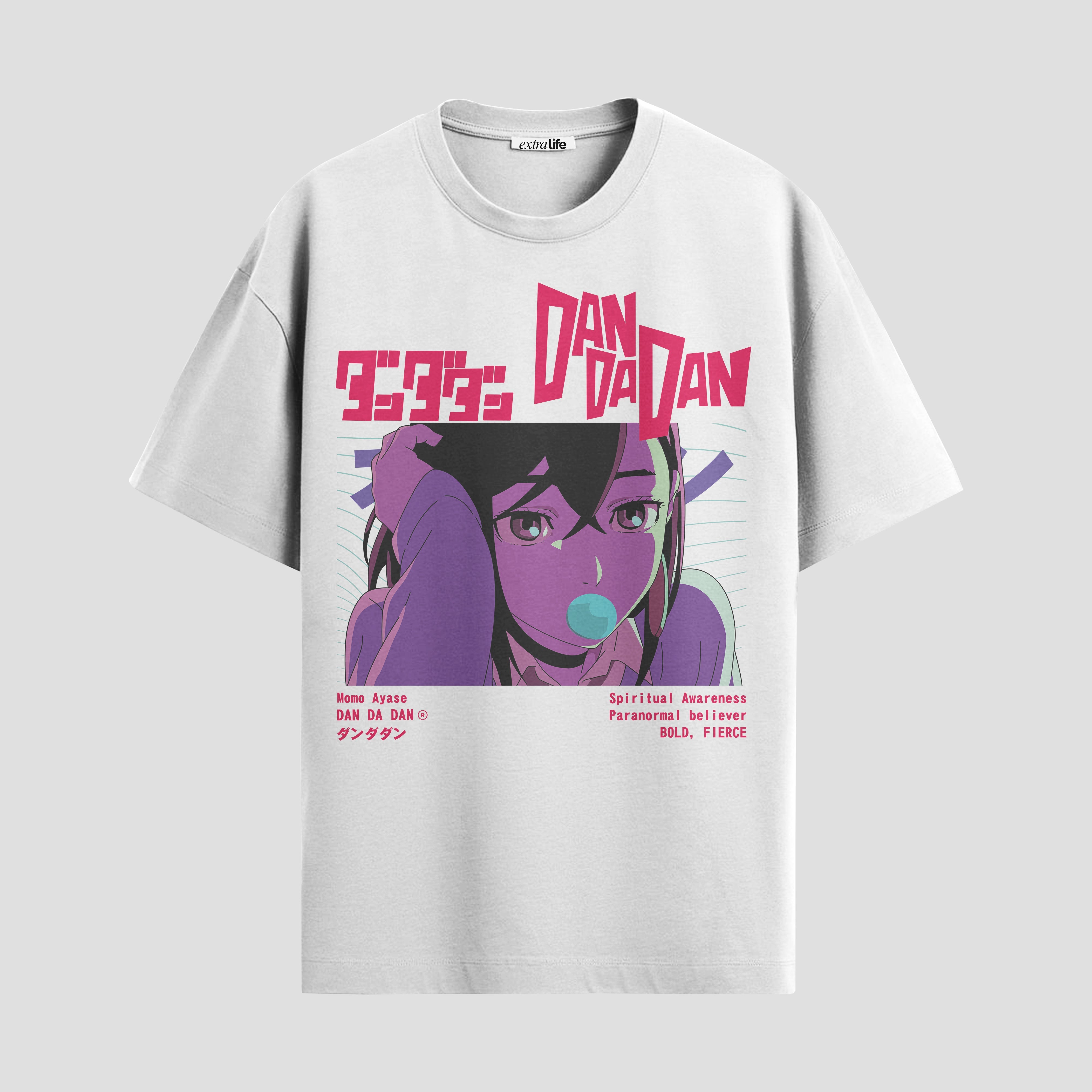 Playera urbana de anime y gaming ExtraLife MX, corte Standard Fit unisex ligero y transpirable en color Deep Black y Pure White, ropa de uso diario para gym y casual.