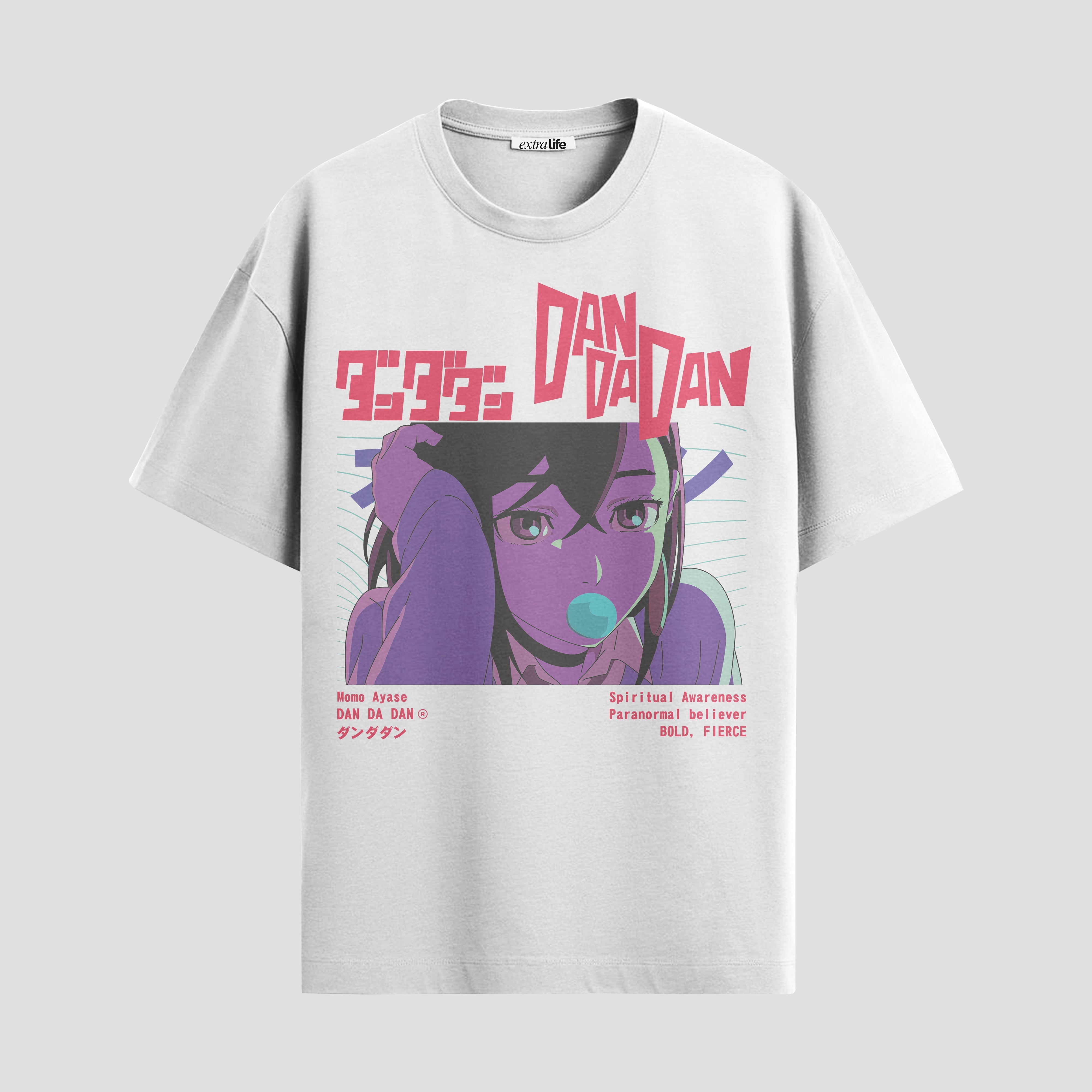 Playera urbana de anime y gaming ExtraLife MX, corte Standard Fit unisex ligero y transpirable en color Deep Black y Pure White, ropa de uso diario para gym y casual.