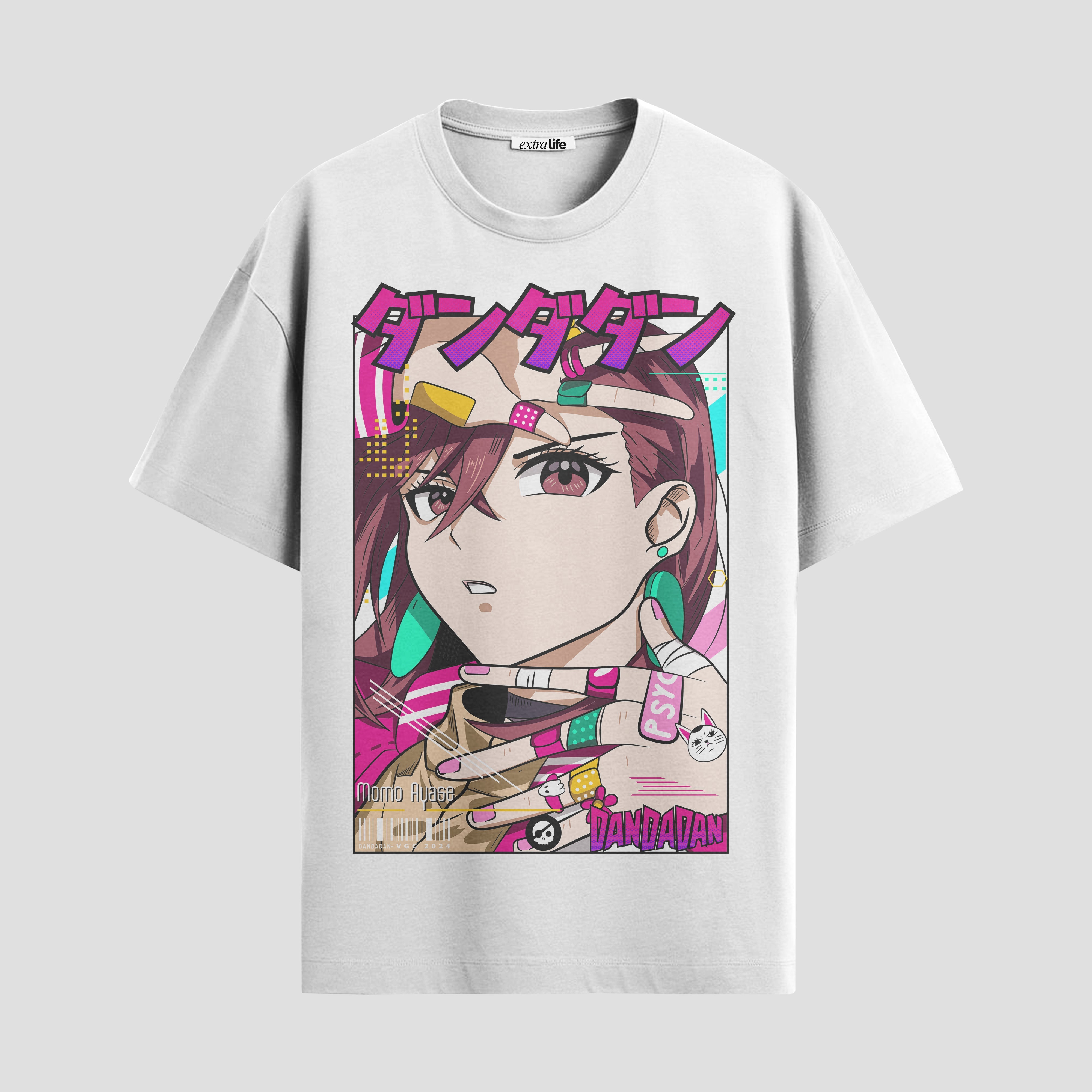 Playera urbana de anime y gaming ExtraLife MX, corte Standard Fit unisex ligero y transpirable en color Deep Black y Pure White, ropa de uso diario para gym y casual.