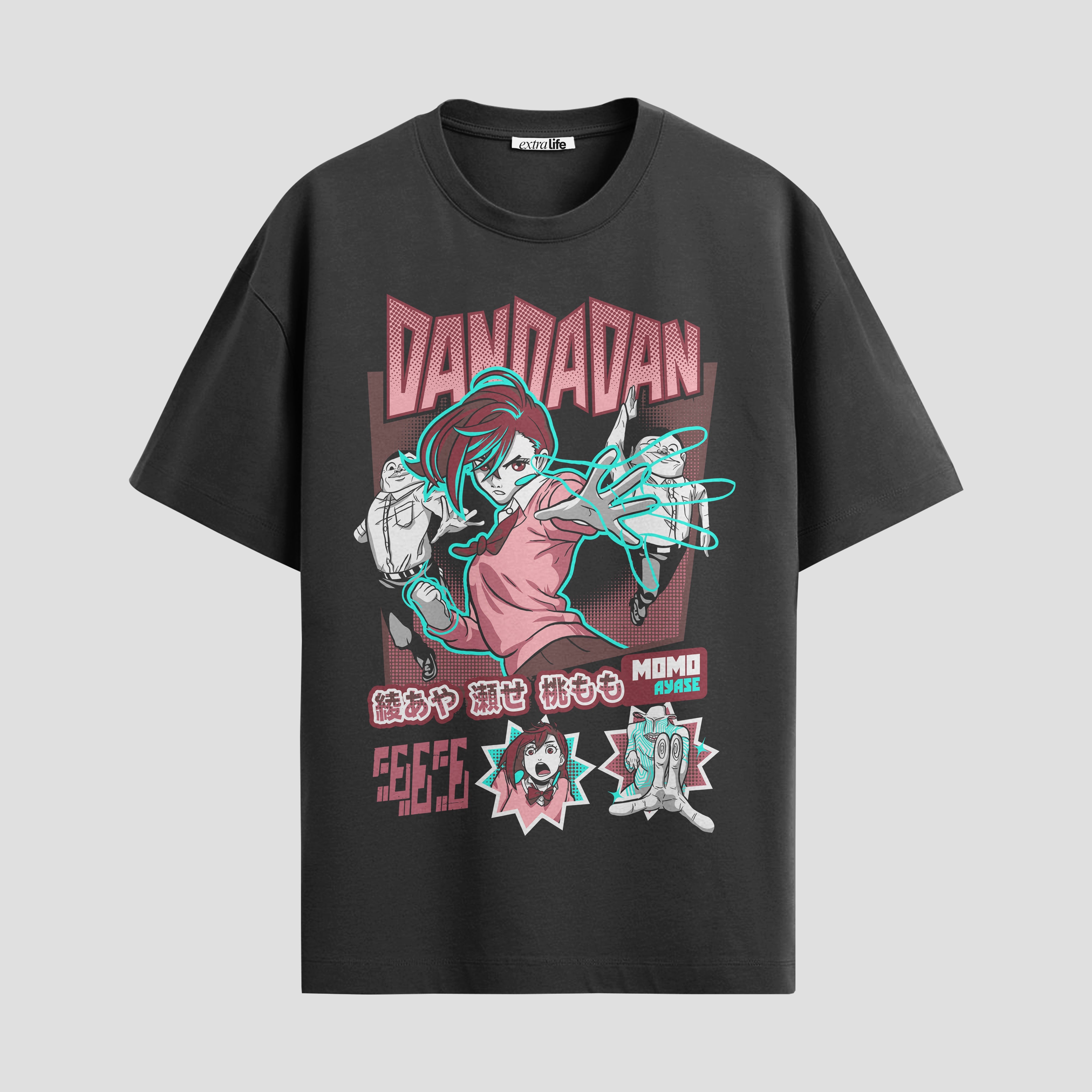 Playera urbana de anime y gaming ExtraLife MX, corte Standard Fit unisex ligero y transpirable en color Deep Black y Pure White, ropa de uso diario para gym y casual.