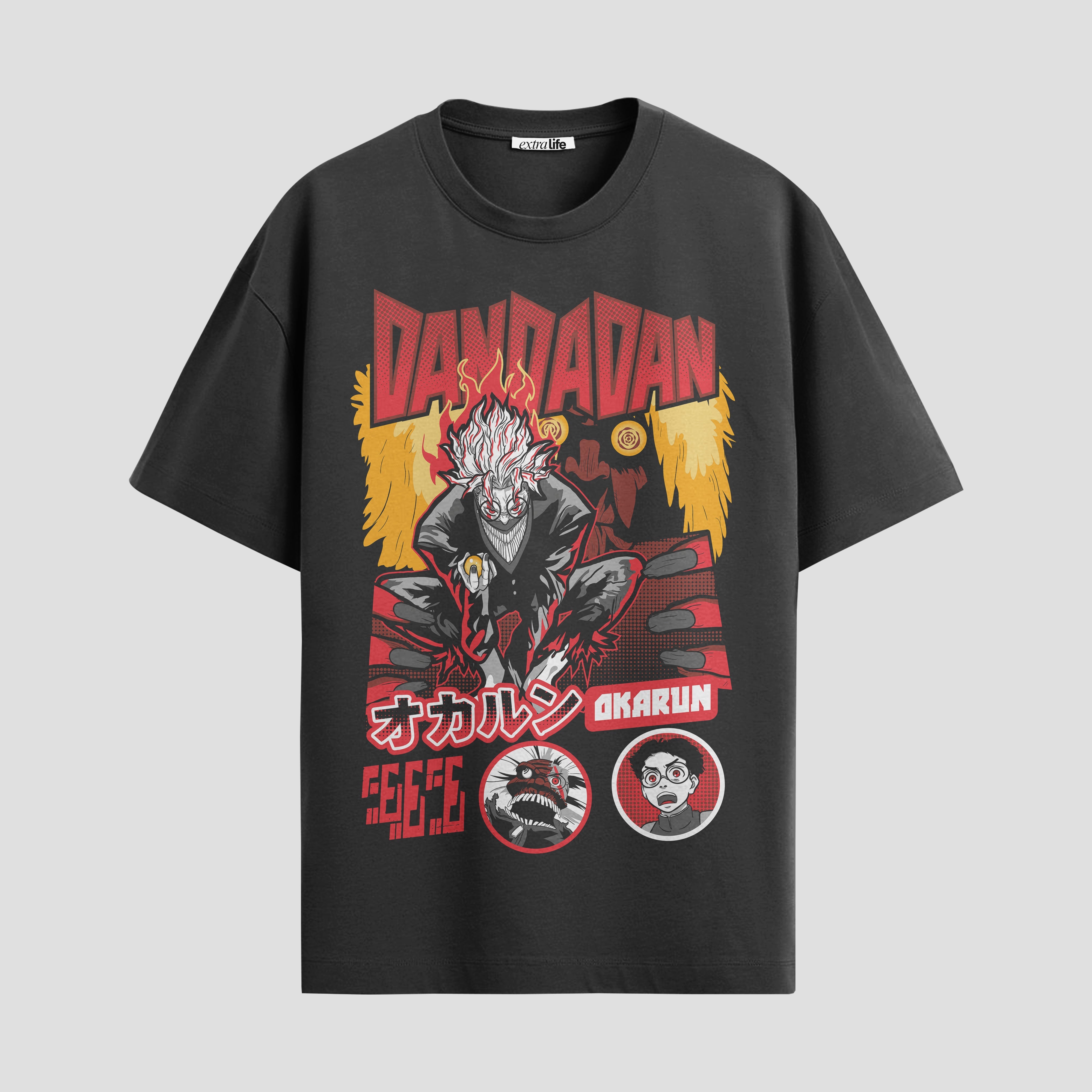 Playera urbana de anime y gaming ExtraLife MX, corte Standard Fit unisex ligero y transpirable en color Deep Black y Pure White, ropa de uso diario para gym y casual.